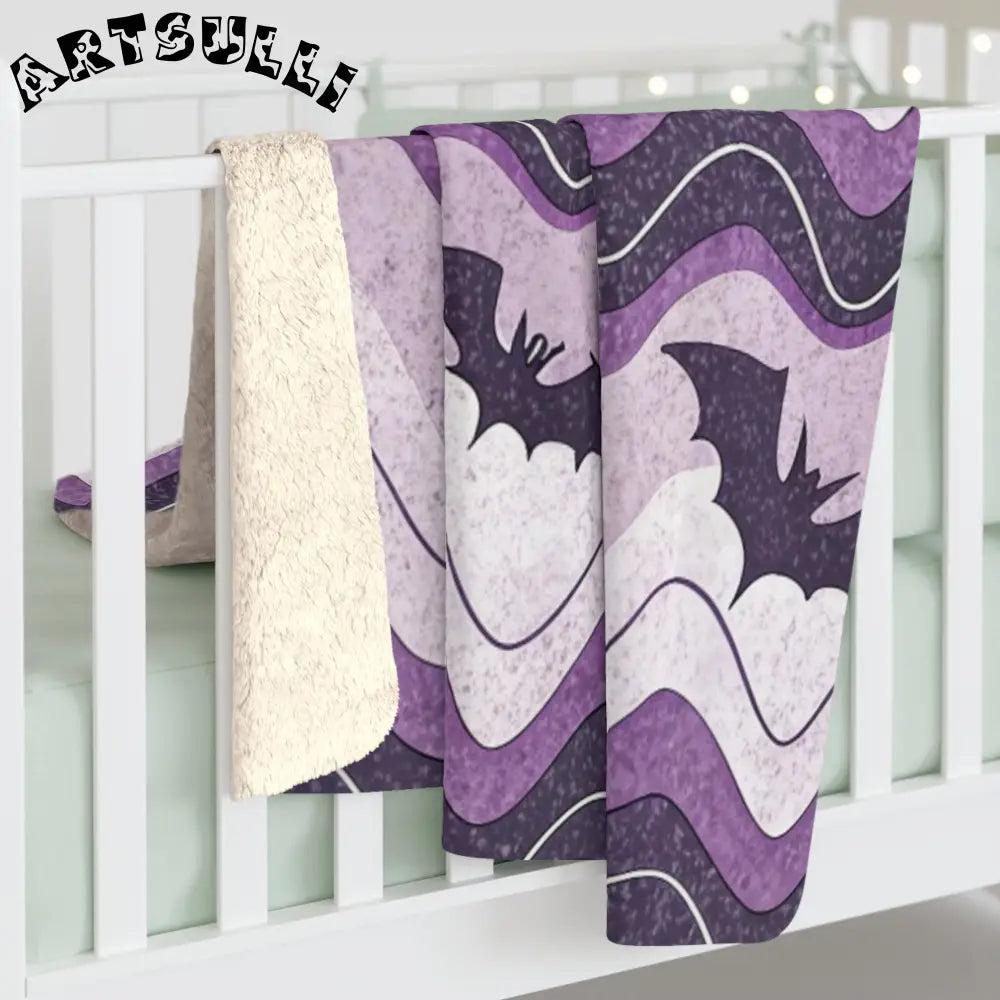 JAKKOUTTHEBXX Bat Wave Sherpa Fleece Blanket JAKKOUTTHEBXX Artsulli