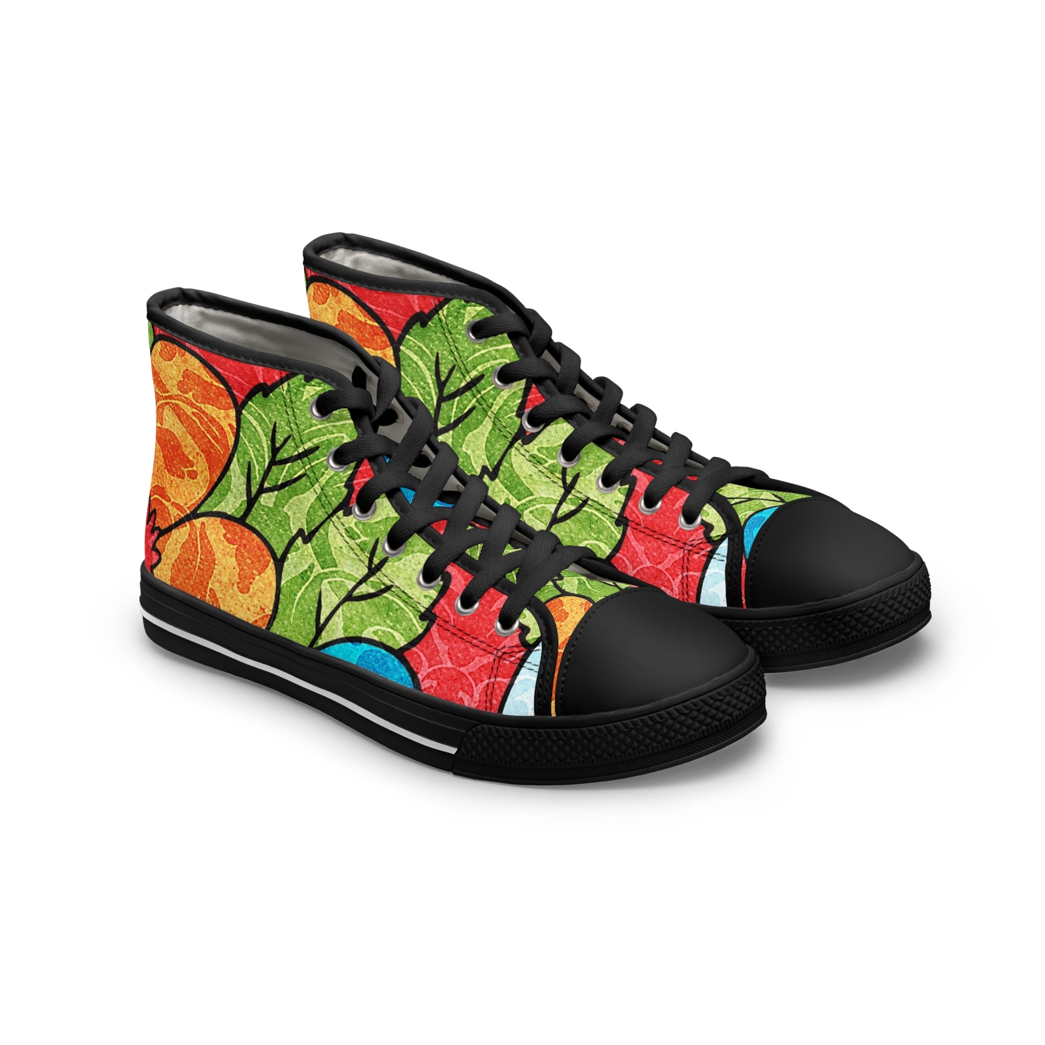 Groovy Red Floral Kl Women's High Top Sneakers, Artsulli - Art is Long, Life is Short, Shoes, Size, US 5.5, Color, Black sole, , , 25573748576841206518