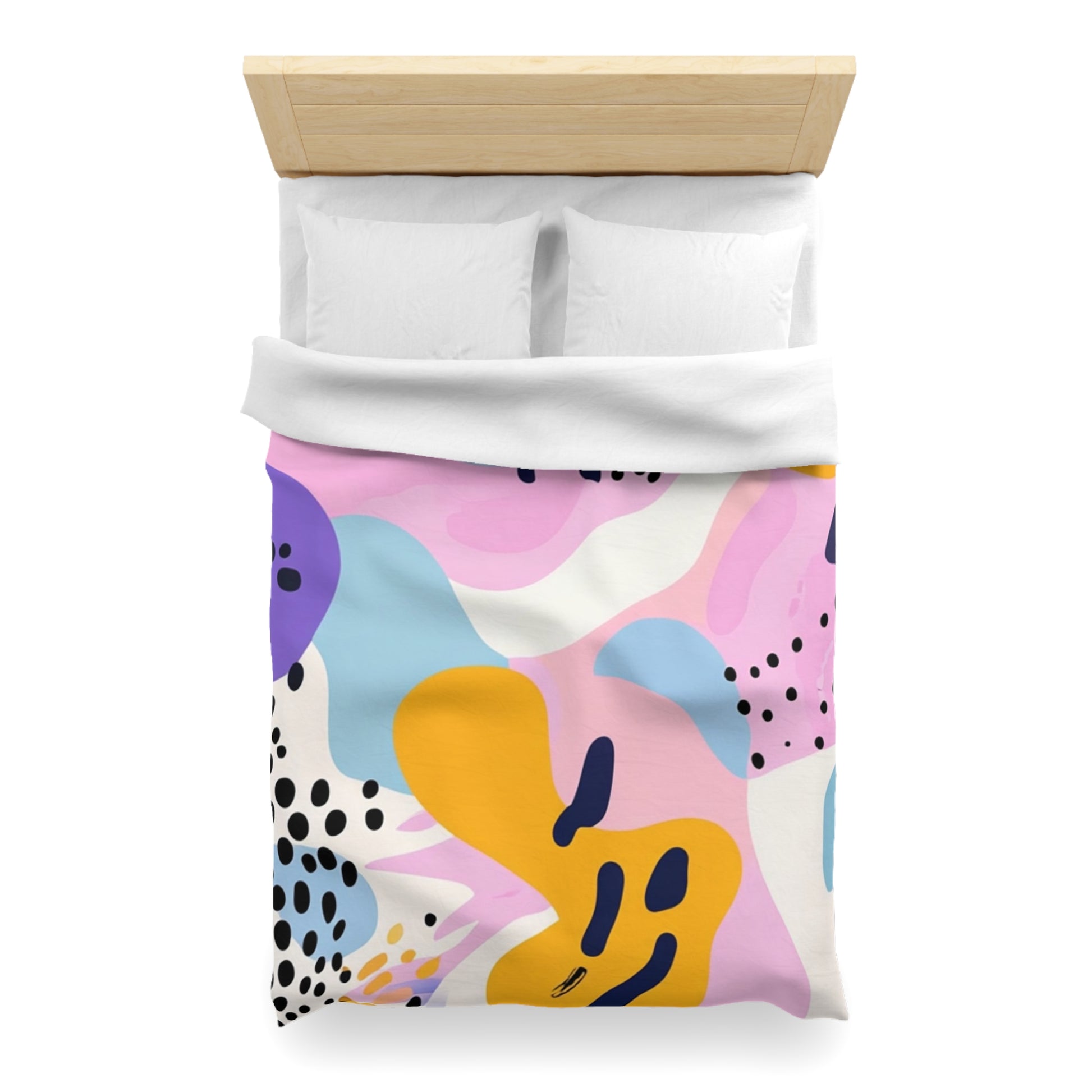 Colorful Abstract Dots and Shapes Microfiber Duvet Cover, Artsulli - Art is Long, Life is Short, Home Decor, , , , , , , 