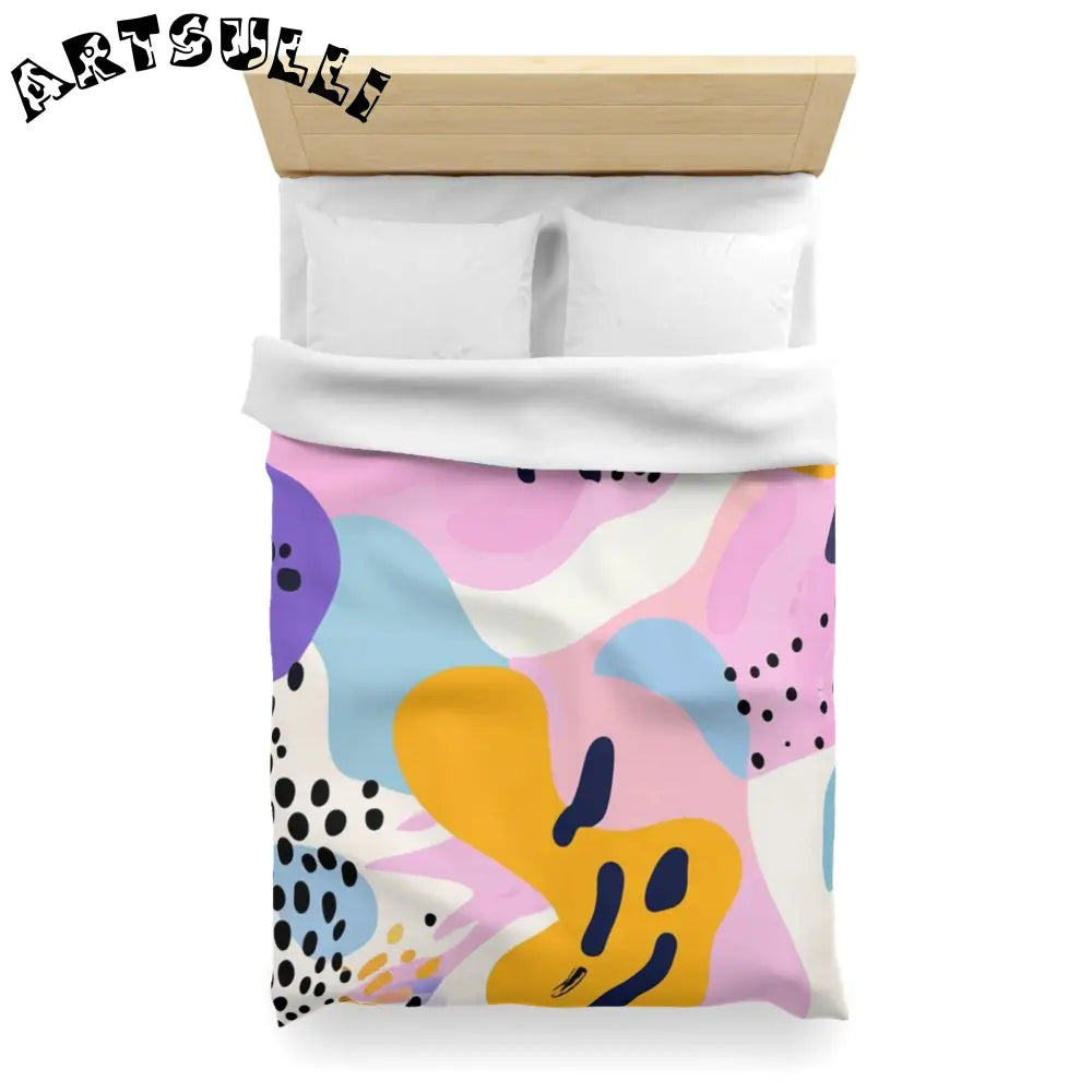 JAKKOUTTHEBXX Colorful Abstract Dots and Shapes Microfiber Duvet