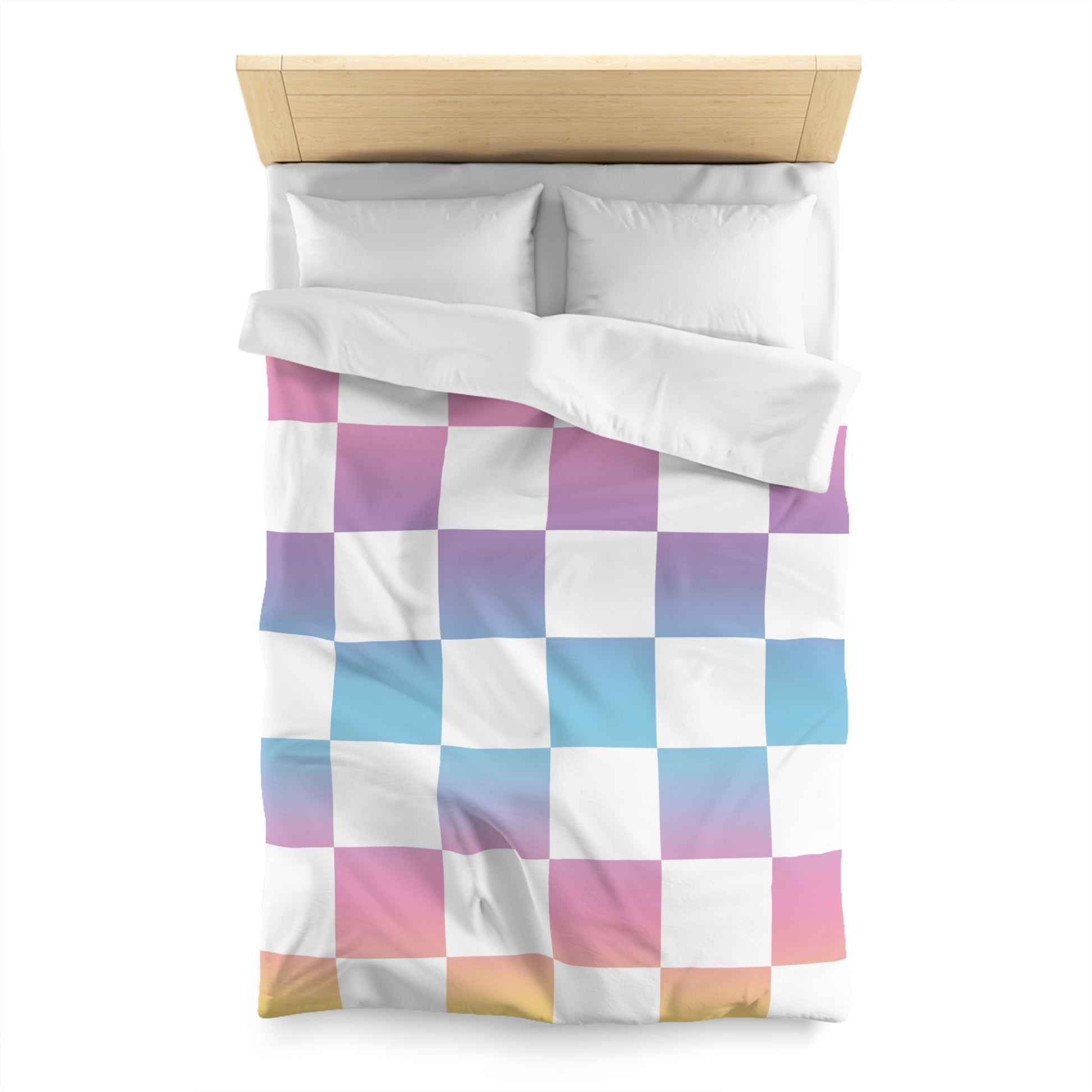 Vaporwave Check Microfiber Duvet Cover, Artsulli - Art is Long, Life is Short, Home Decor, , , , , , , 