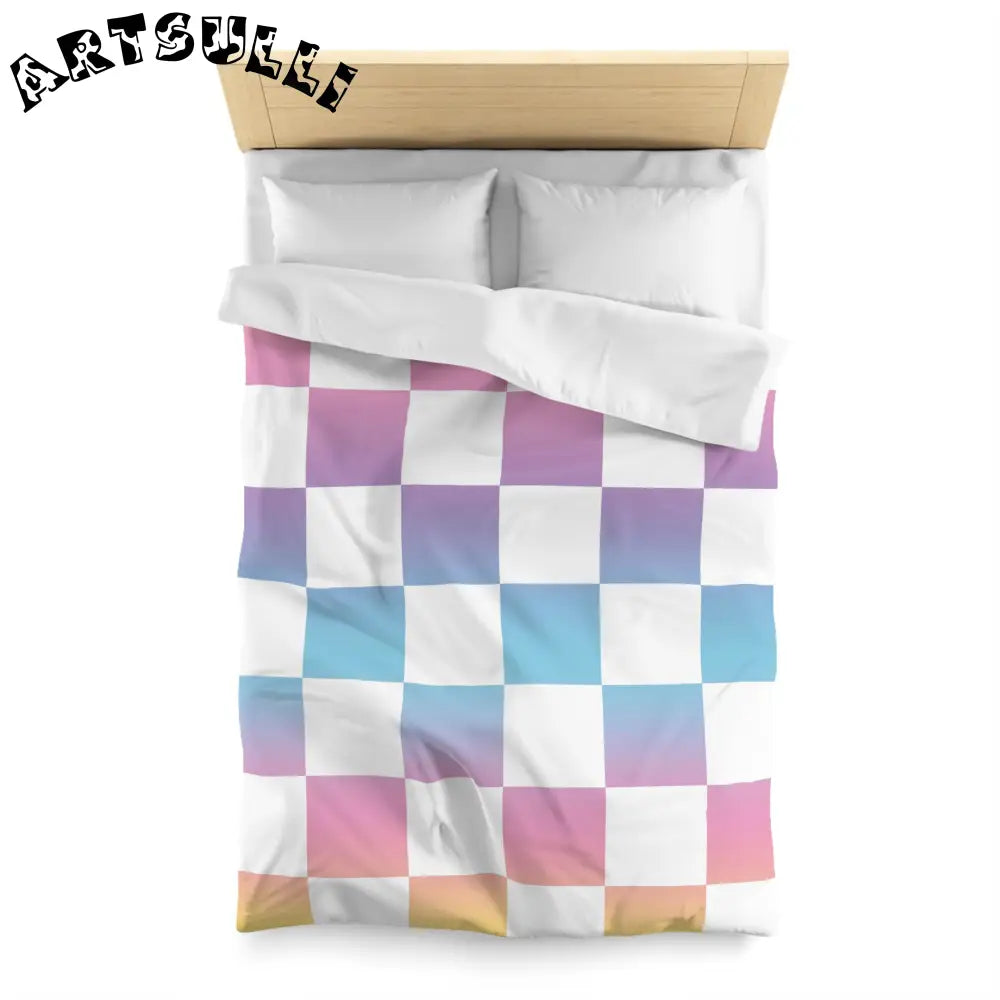 JAKKOUTTHEBXX Vaporwave Check Microfiber Duvet Cover JAKKOUTTHEBXX