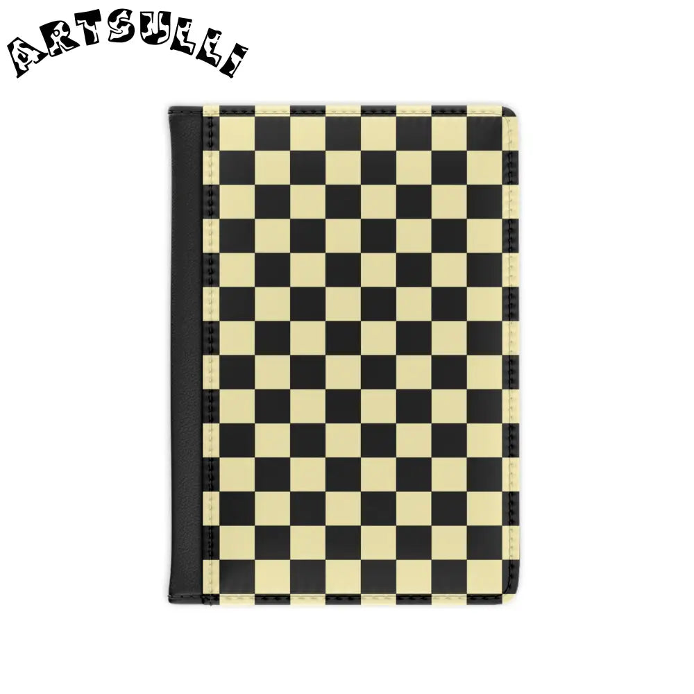 JAKKOUTTHEBXX Checkerboard Black and Yellow Passport Cover