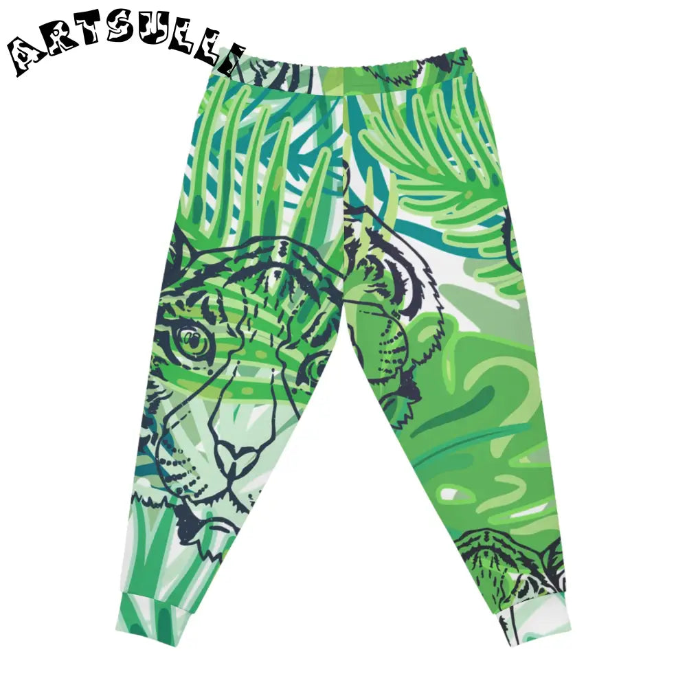JAKKOUTTHEBXX Tropical Jungle Tigers Green Athletic Joggers (AOP)