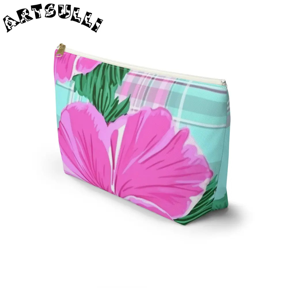 JAKKOUTTHEBXX Pink Floral Art Transferred Cosmetic Pouch