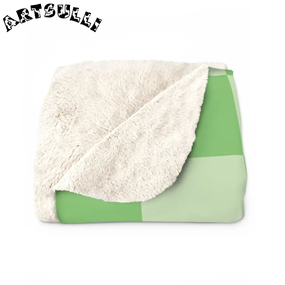 JAKKOUTTHEBXX Checkerboard Green Sherpa Fleece Blanket JAKKOUTTHEBXX
