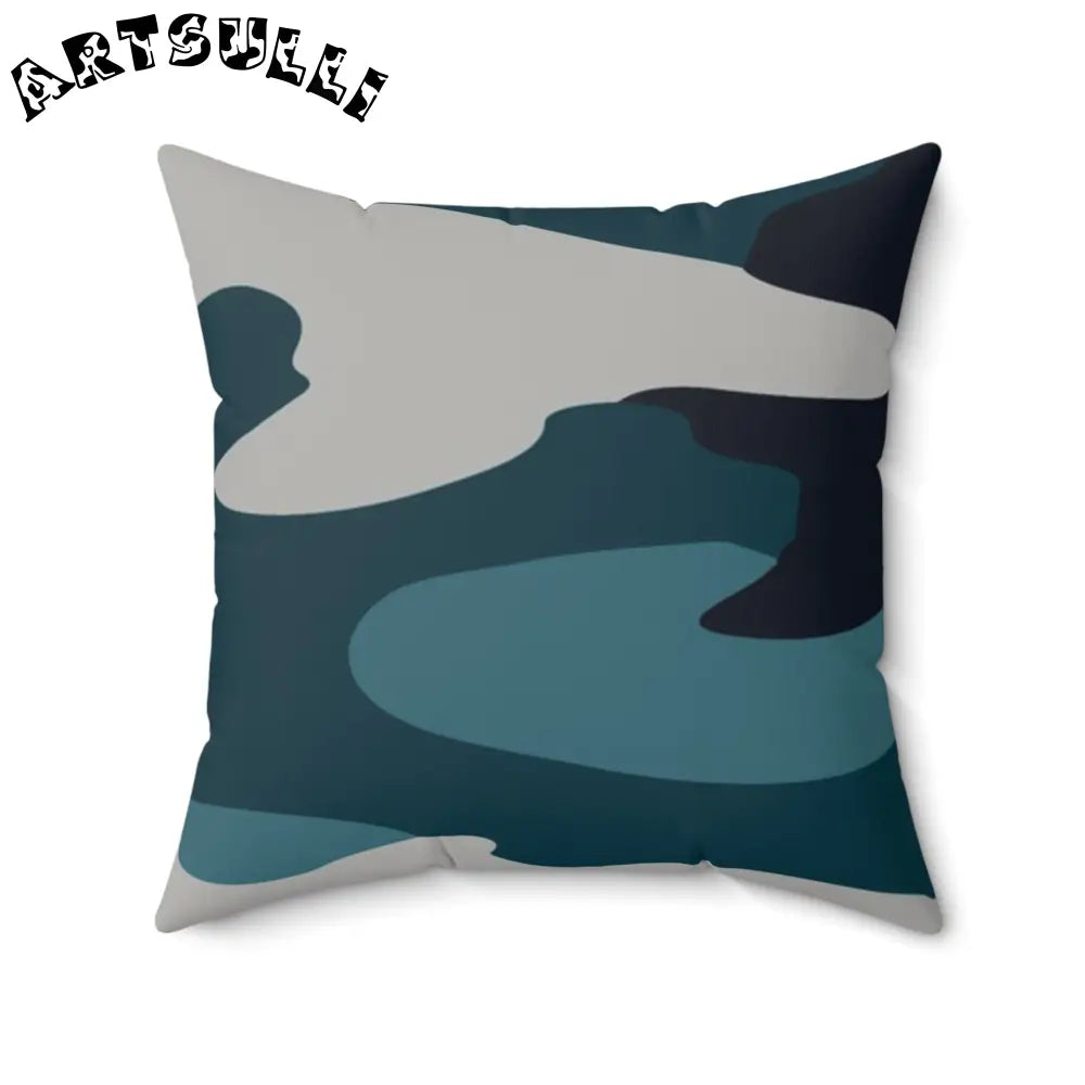 JAKKOUTTHEBXX Blue Camouflage Faux Suede Square Pillow JAKKOUTTHEBXX