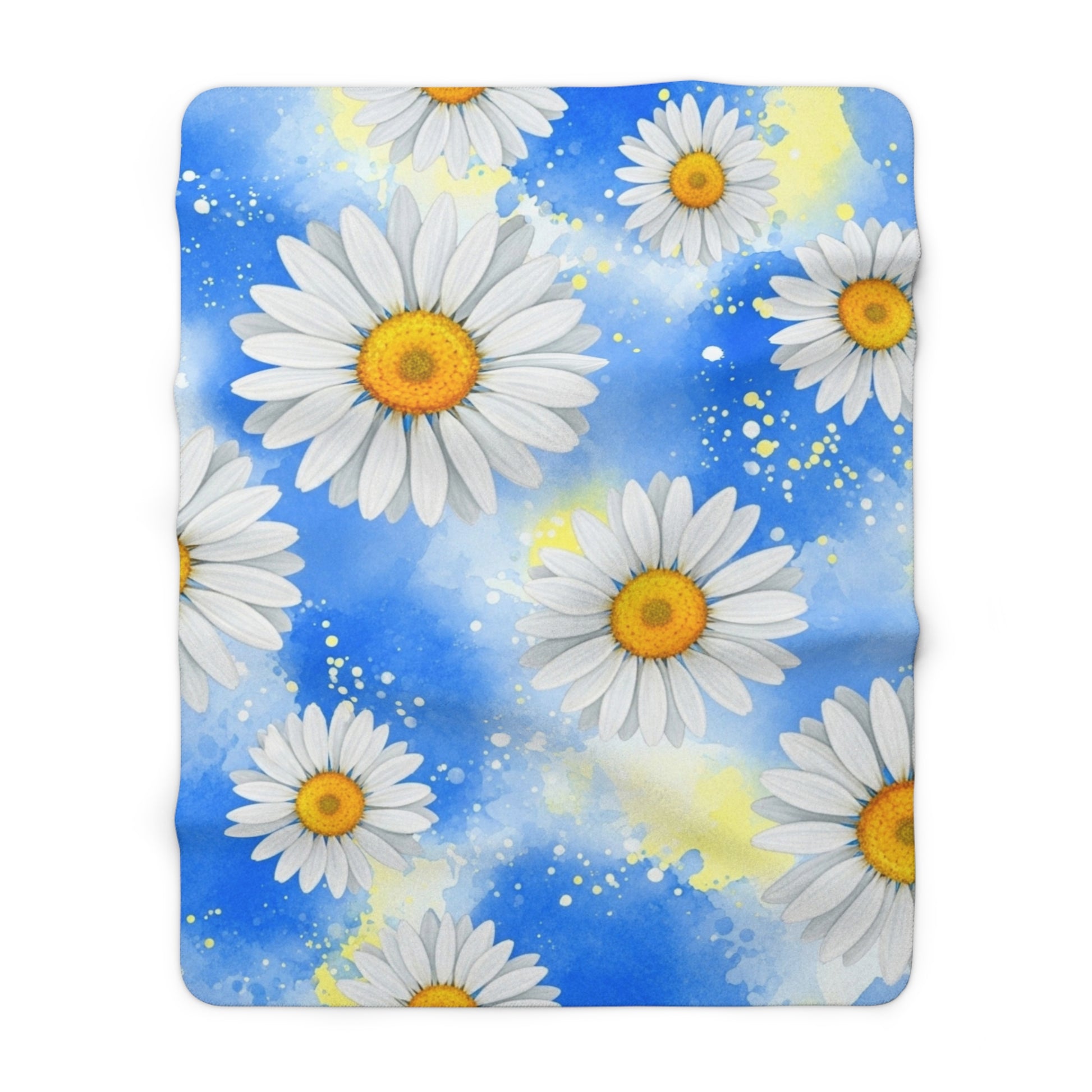 Daisies Sherpa Fleece Blanket, Artsulli - Art is Long, Life is Short, Home Decor, Size, 60" × 80", , , , , 94652975308016031429