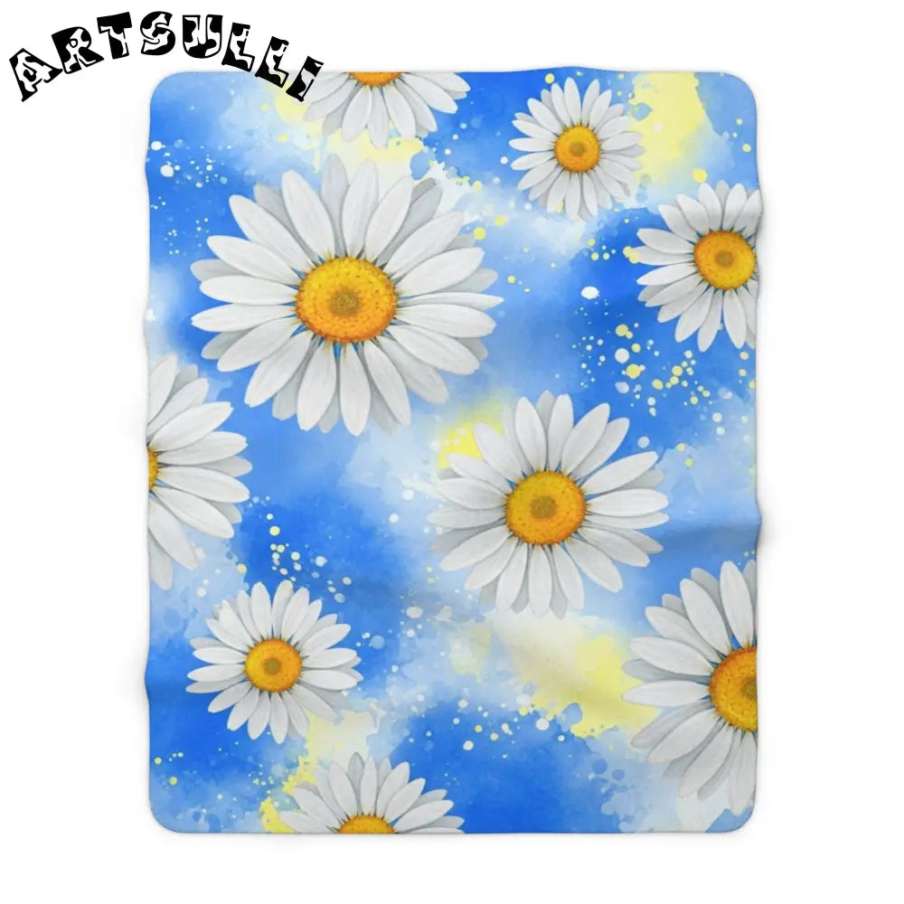 JAKKOUTTHEBXX Daisies Sherpa Fleece Blanket JAKKOUTTHEBXX Artsulli