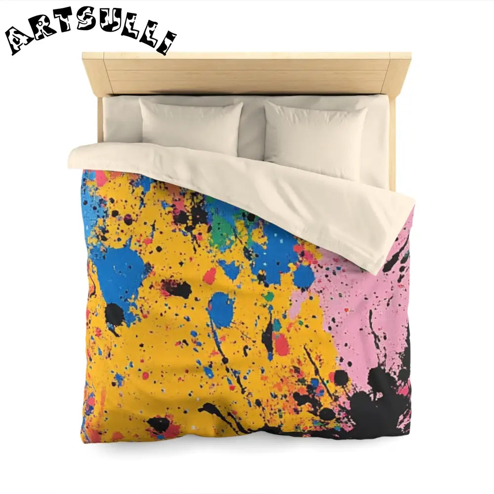 JAKKOUTTHEBXX The Colors Of Paint Splatter Microfiber Duvet Cover
