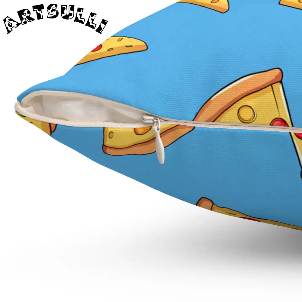 JAKKOUTTHEBXX Blue Pizza Dreamscape Spun Polyester Square Pillow