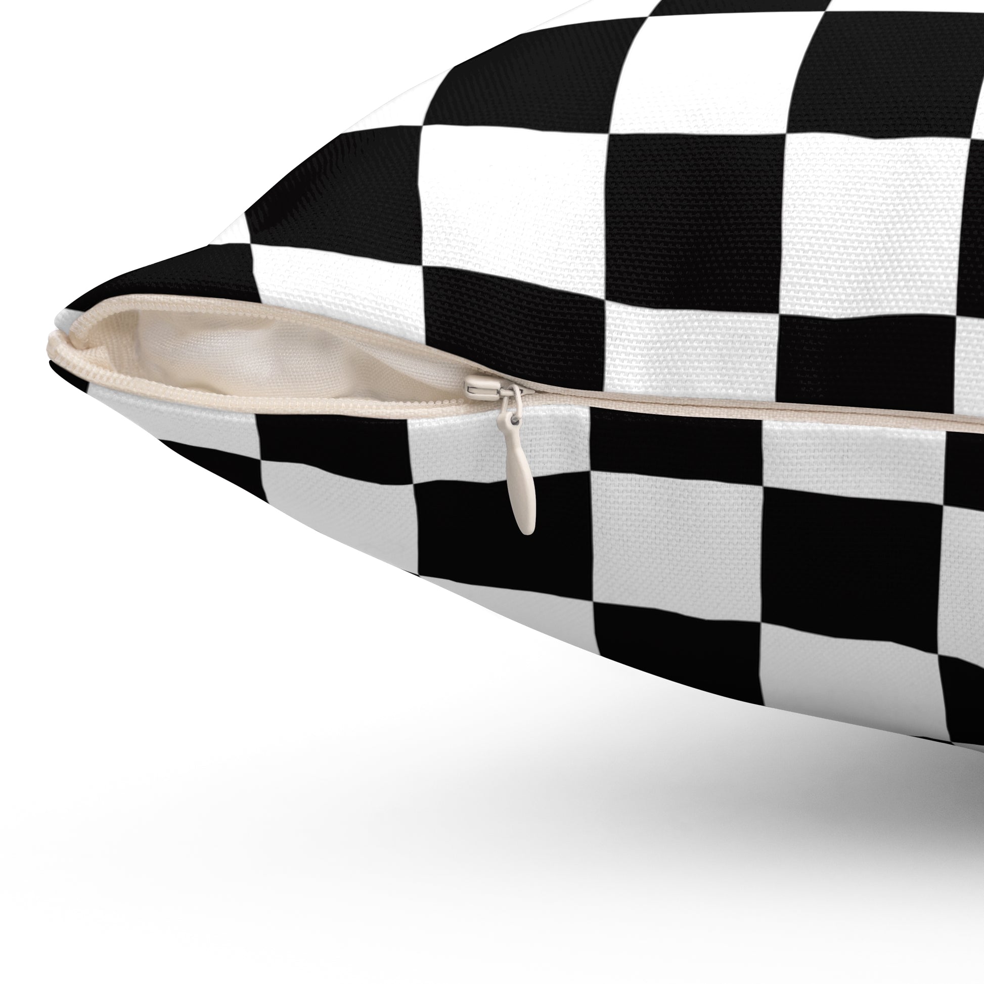 Checkerboard Black and White Spun Polyester Square Pillow, Artsulli - Art is Long, Life is Short, Home Decor, , , , , , , 