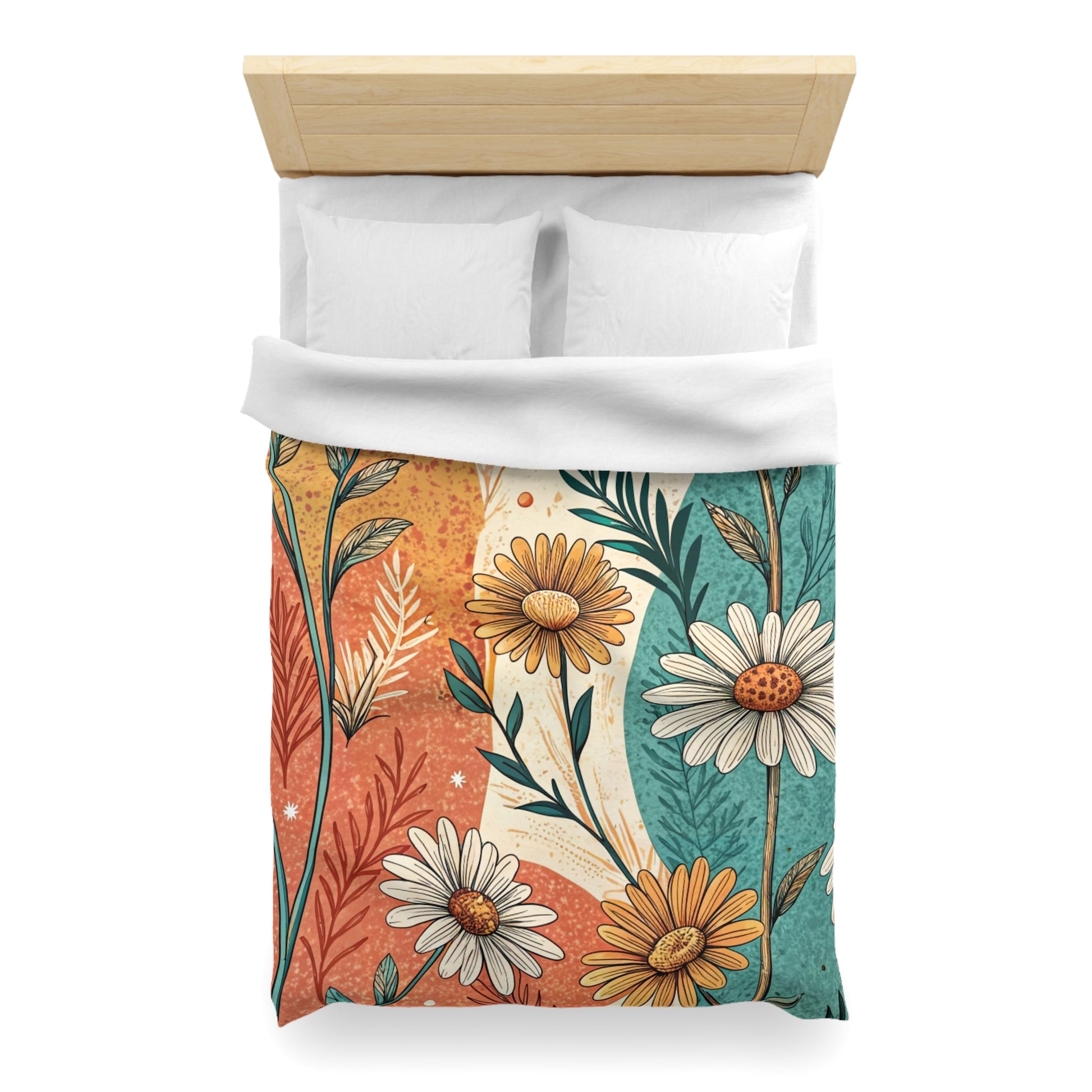 Retro Daisy Dream Microfiber Duvet Cover, Artsulli - Art is Long, Life is Short, Home Decor, , , , , , , 