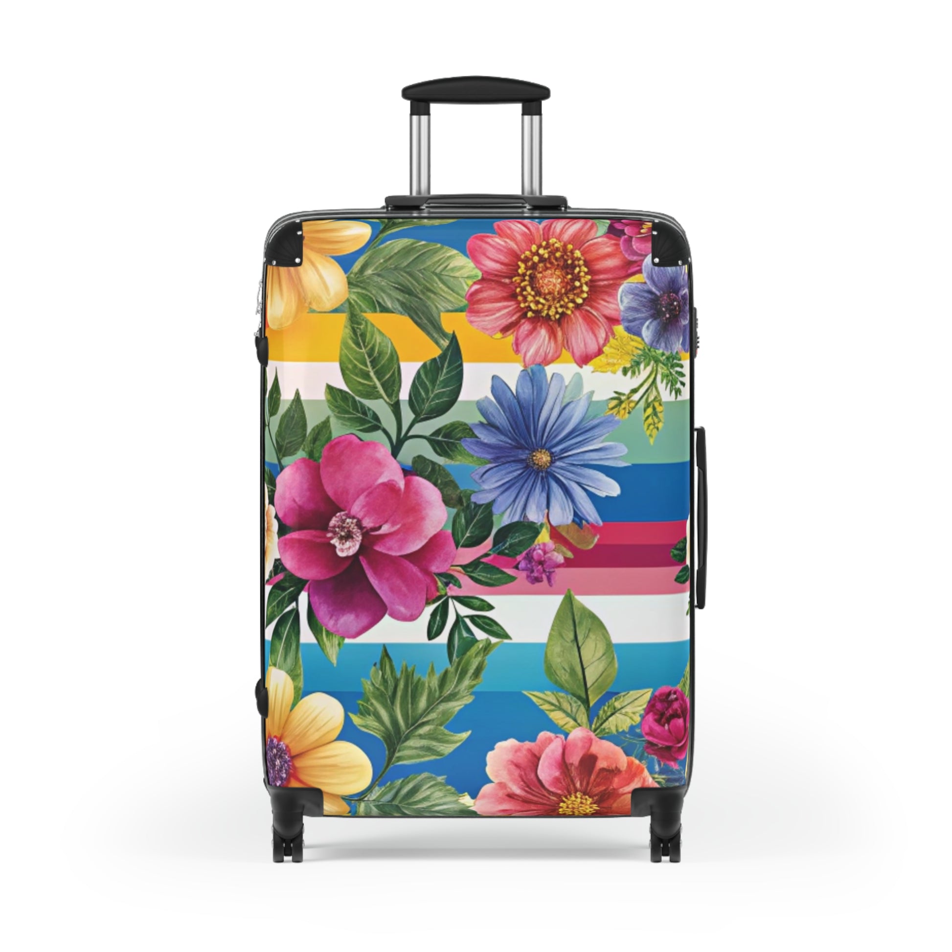 Floral Stripe 4K Suitcase, Artsulli - Art is Long, Life is Short, Bags, , , , , , , 