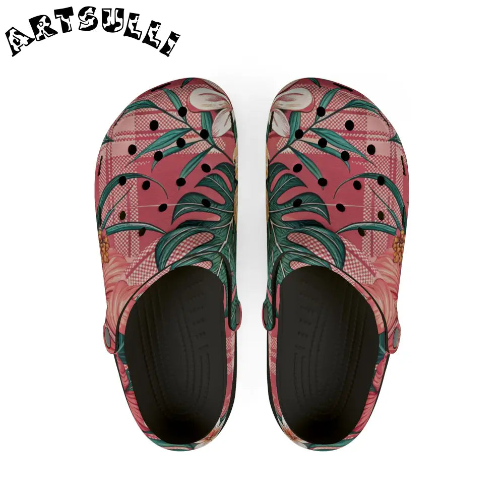 JAKKOUTTHEBXX Plaid x Floral Red and GreenEVA Foam Rubber Shoes
