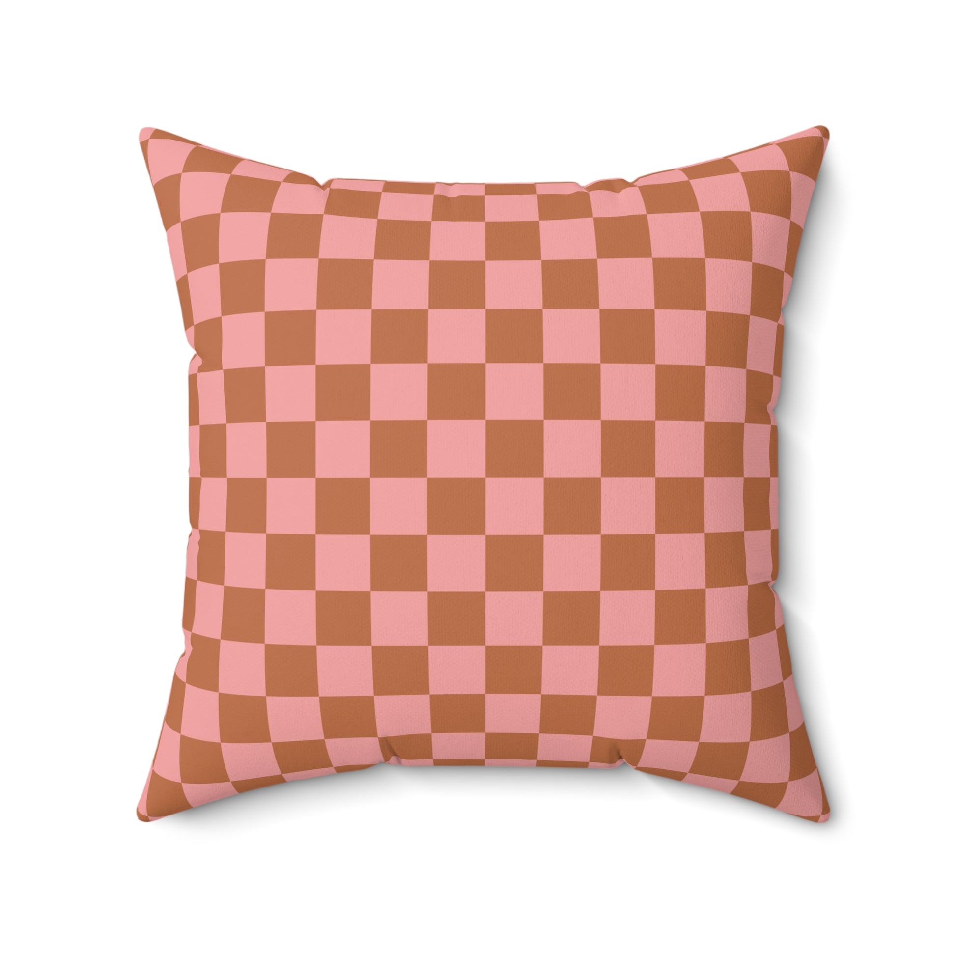 Chessboard Pink and Brown Spun Polyester Square Pillow, Artsulli - Art is Long, Life is Short, Home Decor, Size, 20" × 20", , , , , 25048769326843660013