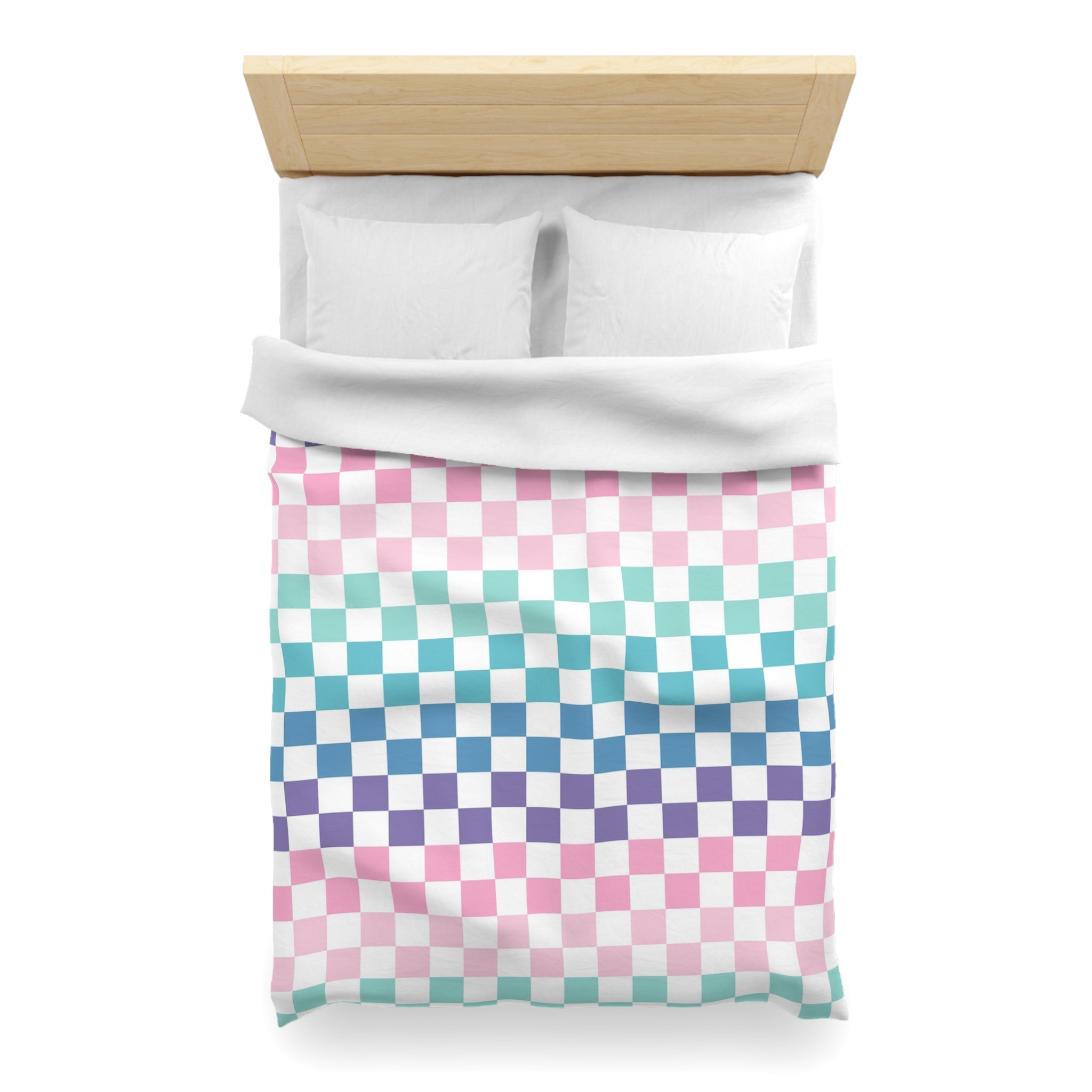 Vaporwave Rainbow  Checkerboard Multi-Color Microfiber Duvet Cover, Artsulli - Art is Long, Life is Short, Home Decor, , , , , , , 