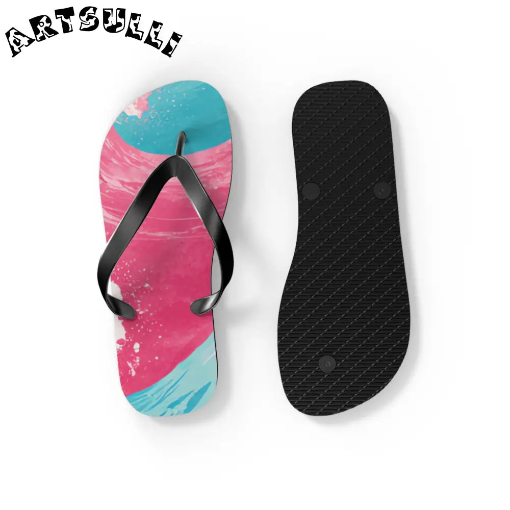 JAKKOUTTHEBXX The Great Pastelwave Pink and Blue Flip Flops