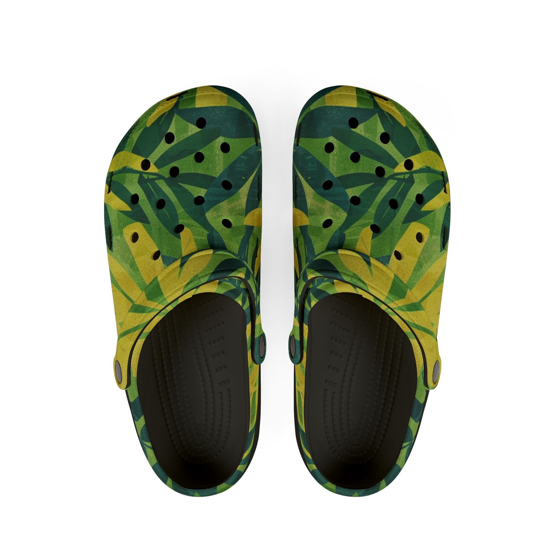 Green Leaf x Yellow Leaf x Tropical x Jungle EVA Foam Rubber Shoes (AOP), Artsulli - Art is Long, Life is Short, Shoes, Size, US 6 (Women's), Color, Black, , , 10632082361522145063