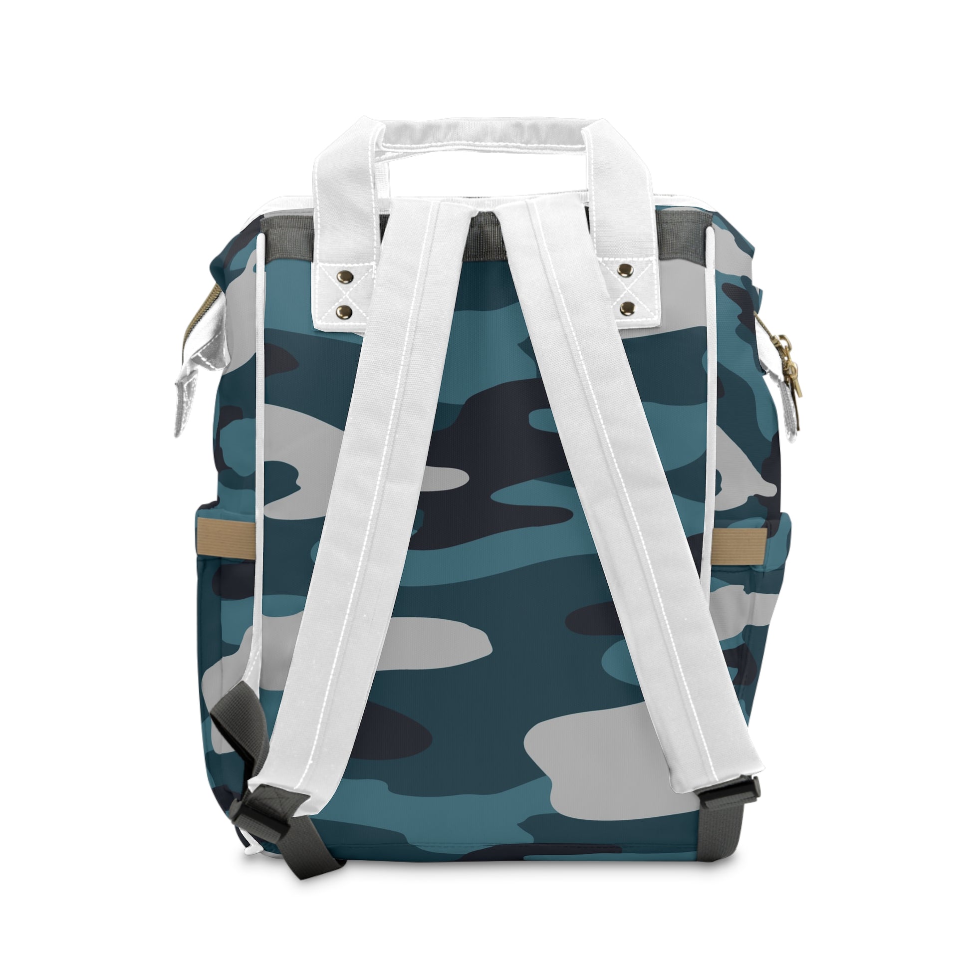 Blue Camouflage Multifunctional Diaper Backpack, Artsulli - Art is Long, Life is Short, Bags, , , , , , , 