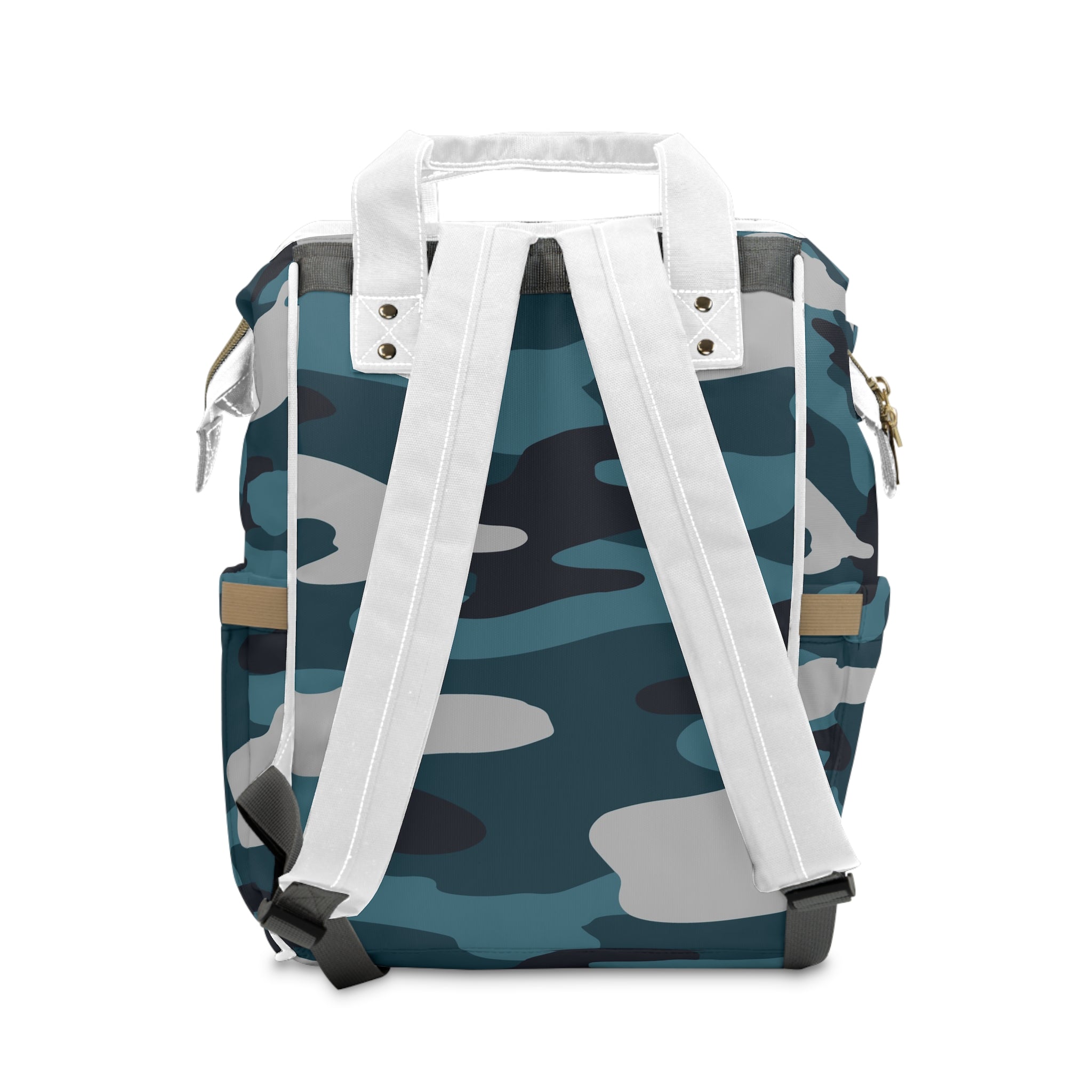 Blue Camouflage Multifunctional Diaper Backpack, Artsulli - Art is Long, Life is Short, Bags, , , , , , , 