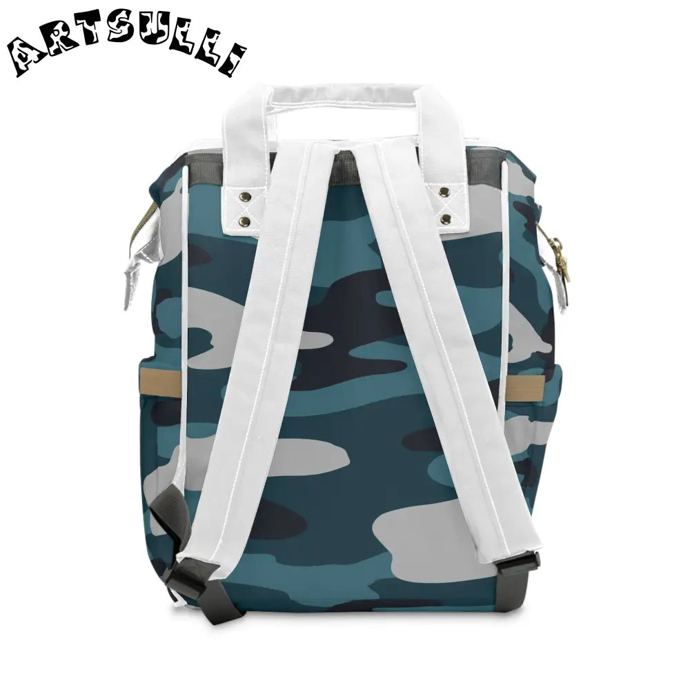 JAKKOUTTHEBXX Blue Camouflage Multifunctional Diaper Backpack