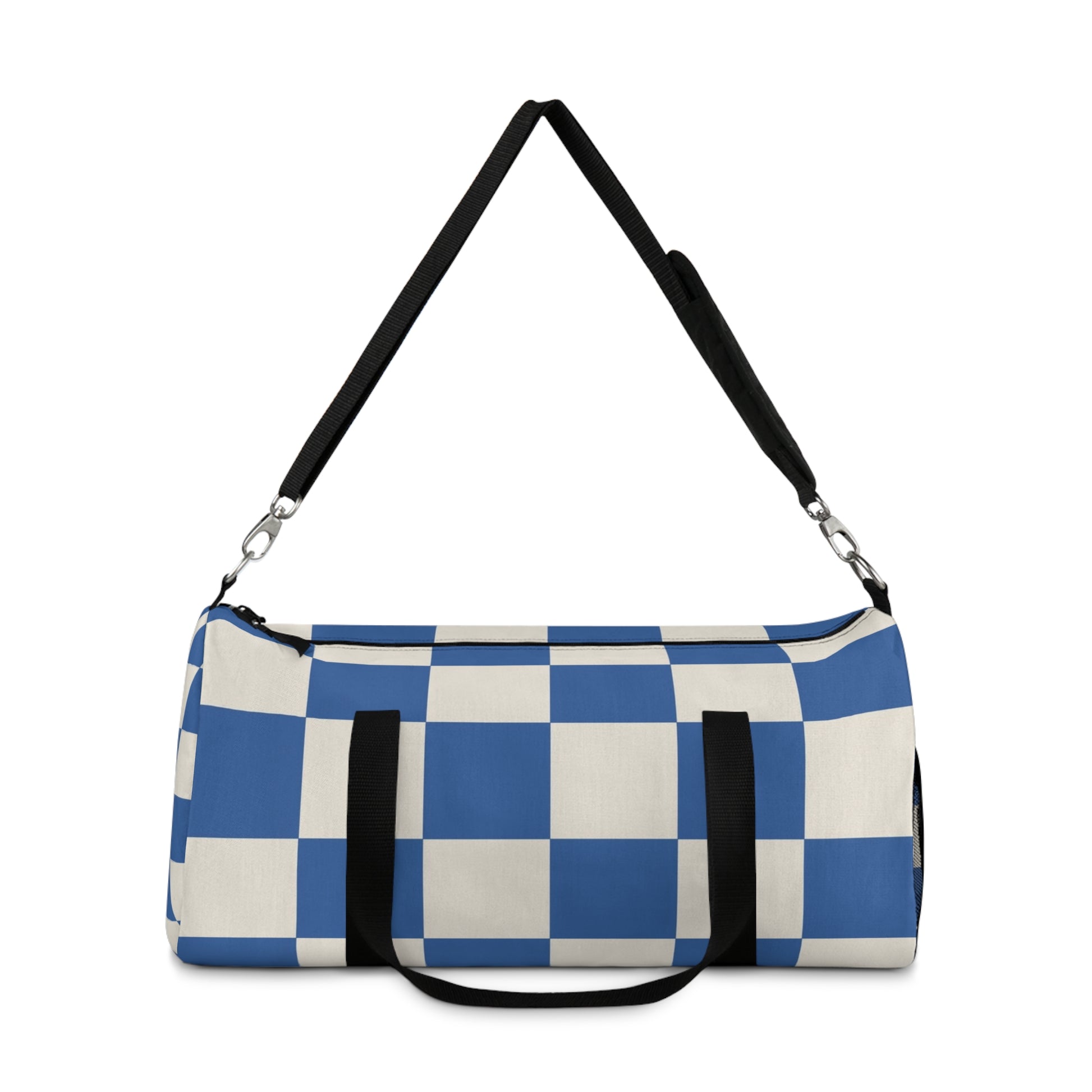Checkerboard Blue Duffel Bag, Artsulli - Art is Long, Life is Short, Bags, , , , , , , 