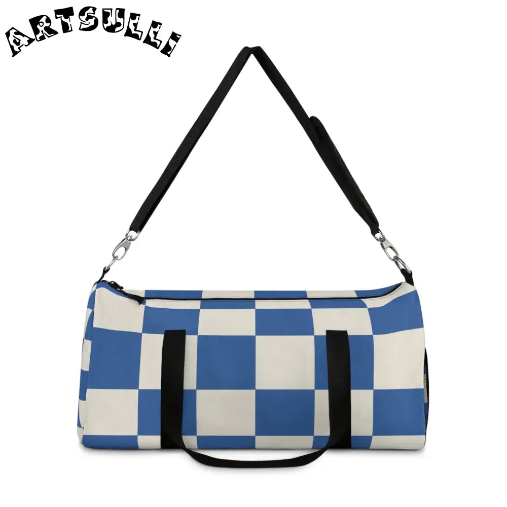 JAKKOUTTHEBXX Checkerboard Blue Duffel Bag JAKKOUTTHEBXX Artsulli