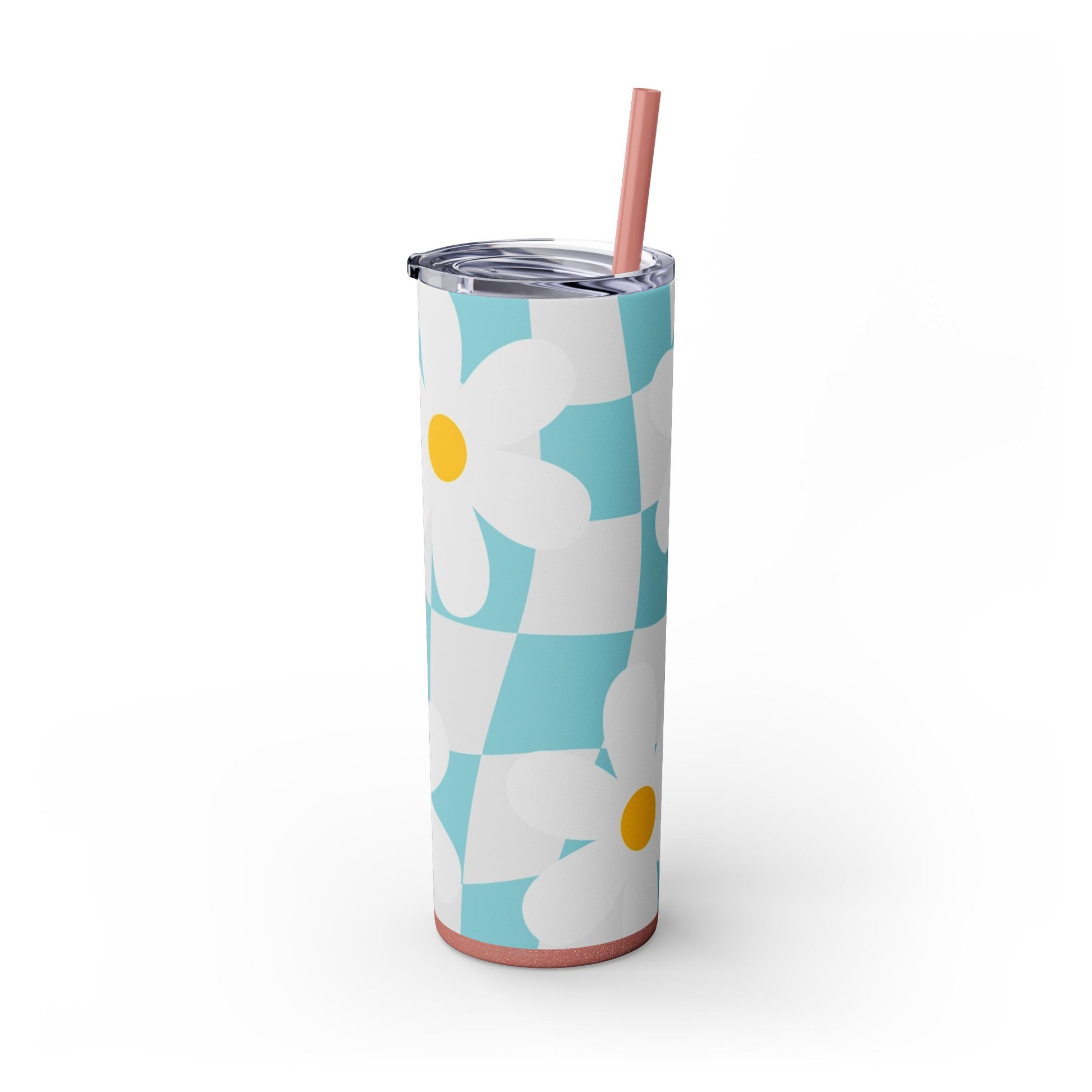 Trippy Check Garden Skinny Tumbler with Straw, 20oz, Artsulli - Art is Long, Life is Short, Mug, , , , , , , 