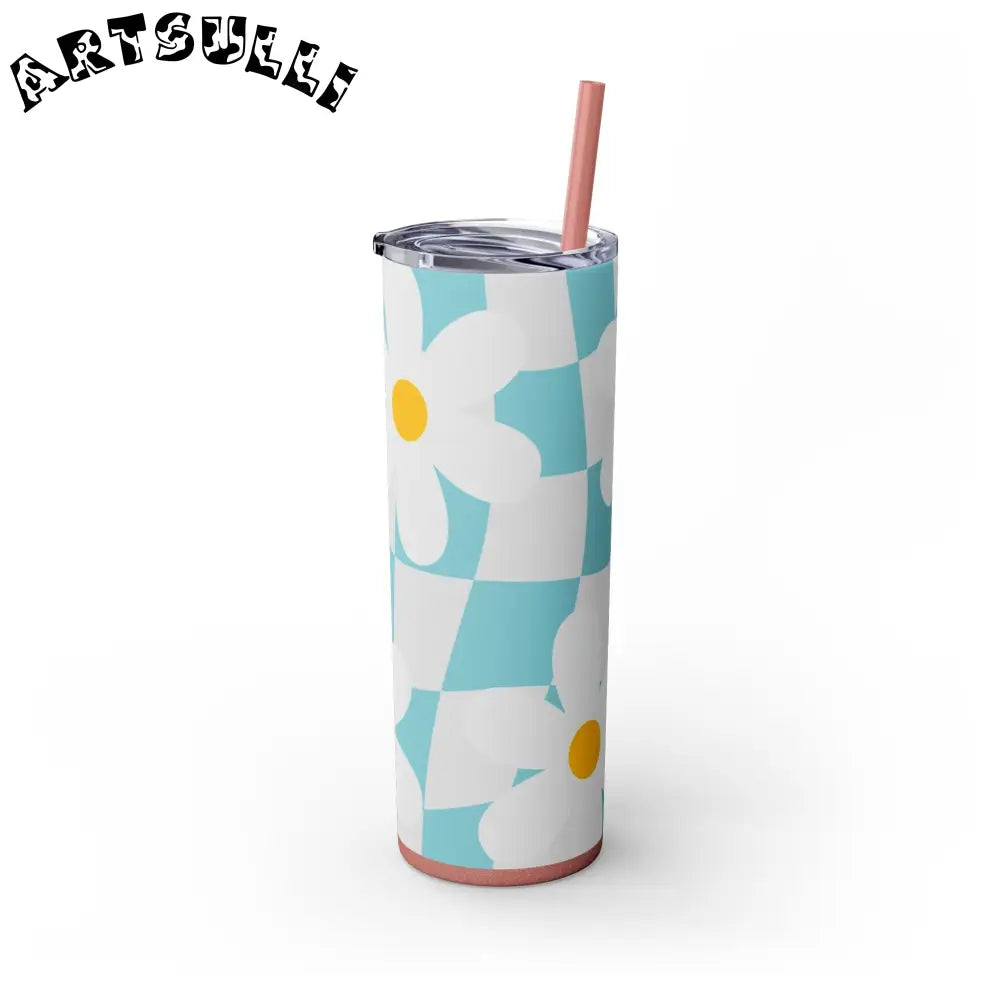 JAKKOUTTHEBXX Trippy Check Garden Skinny Tumbler with Straw 20oz