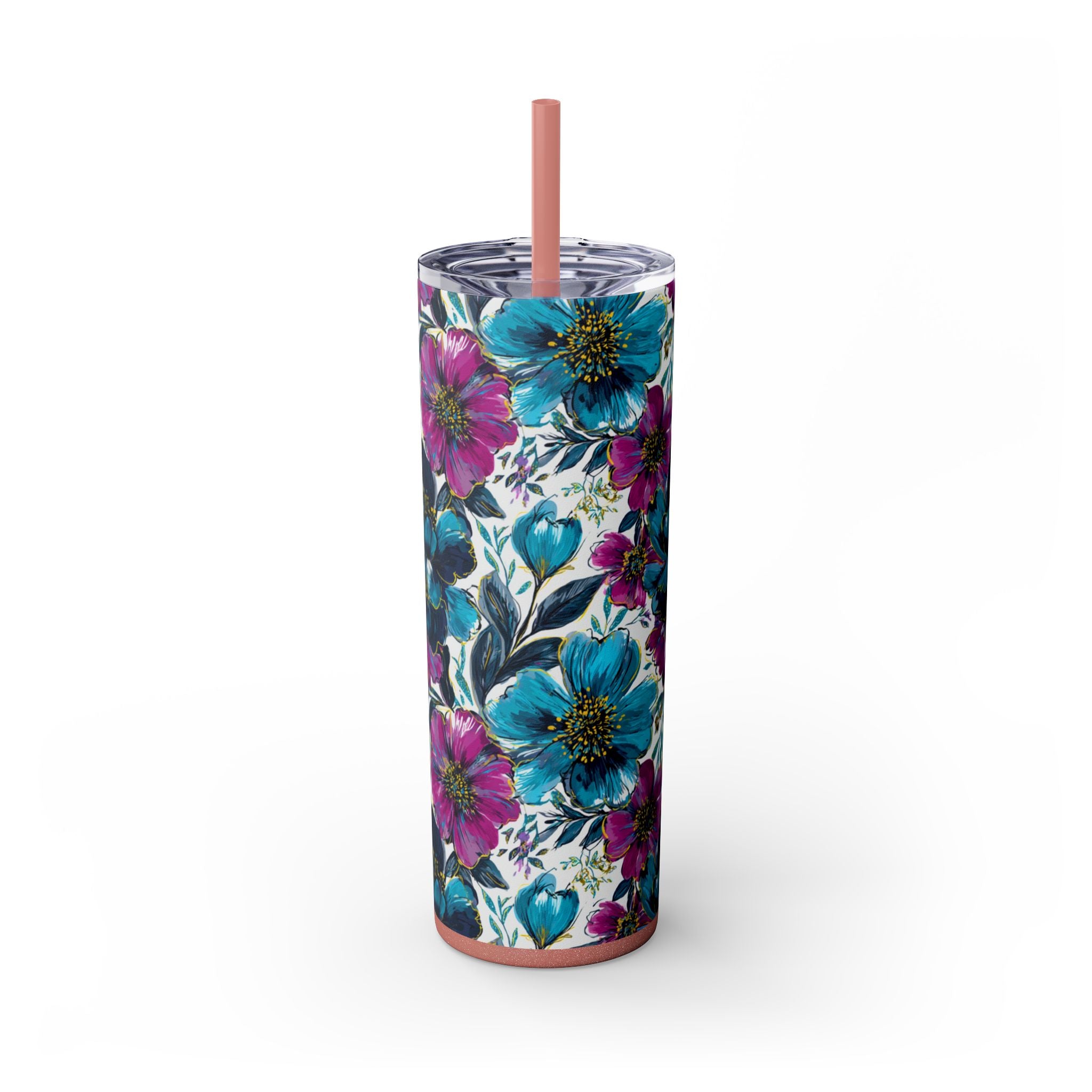 Skinny Tumbler with Straw, 20oz, Artsulli - Art is Long, Life is Short, Mug, Finish, Glossy, Color, Glitter Dusty Rose, Size, 20oz, 40999412855872744385