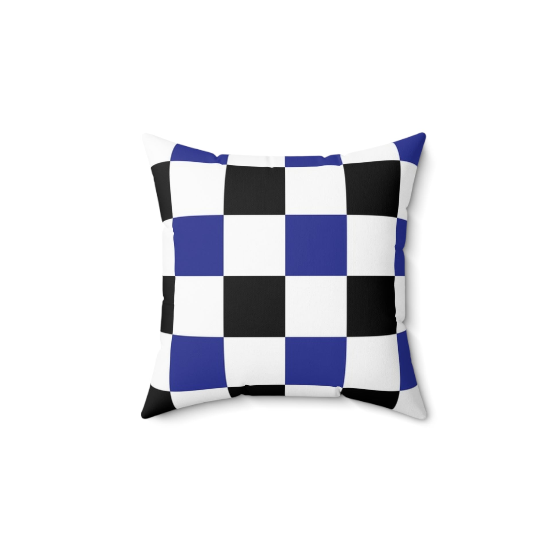 Checkerboard Blue White and Black Spun Polyester Square Pillow, Artsulli - Art is Long, Life is Short, Home Decor, , , , , , , 
