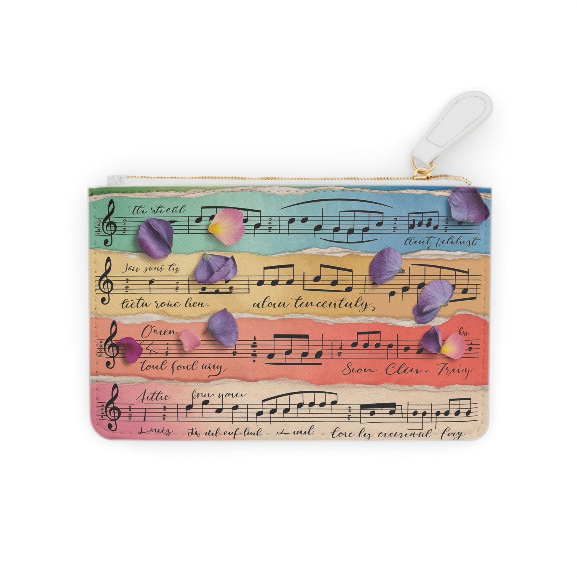 Torn Type Beat Sheet Music Multi-Color Mini Clutch Bag, Artsulli - Art is Long, Life is Short, Bags, Size, 6.3” x 4”, Color, White, , , 22700017367177111078