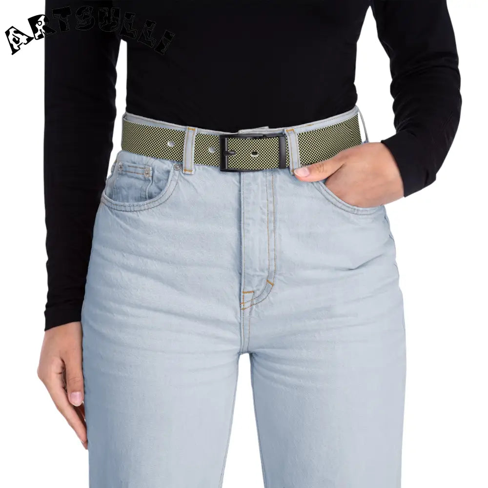JAKKOUTTHEBXX Checkerboard Black and Yellow Belt JAKKOUTTHEBXX