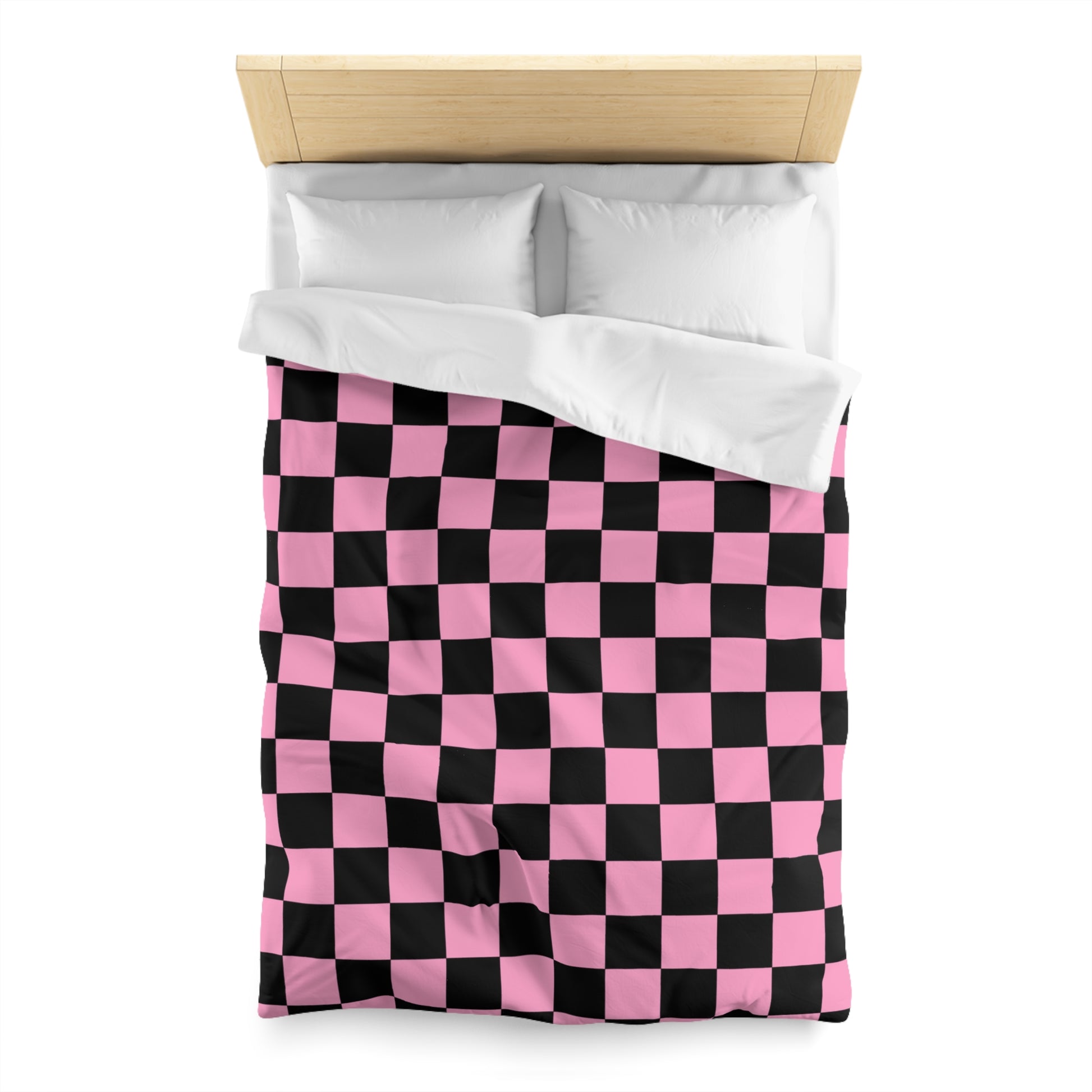 Checkerboard Black and Pink Microfiber Duvet Cover, Artsulli - Art is Long, Life is Short, Home Decor, , , , , , , 