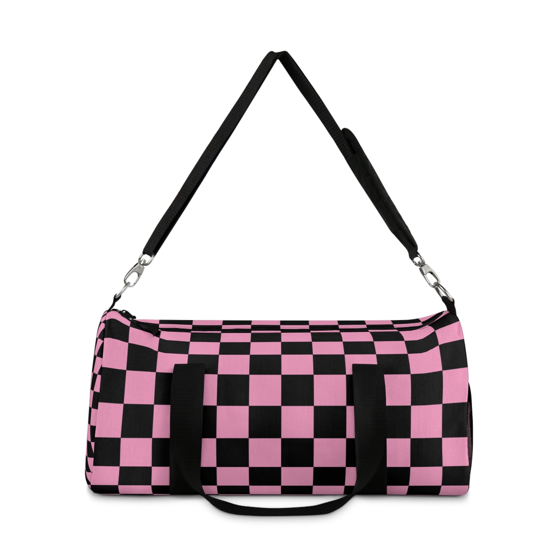 Checkerboard Black and Pink Duffel Bag, Artsulli - Art is Long, Life is Short, Bags, , , , , , , 