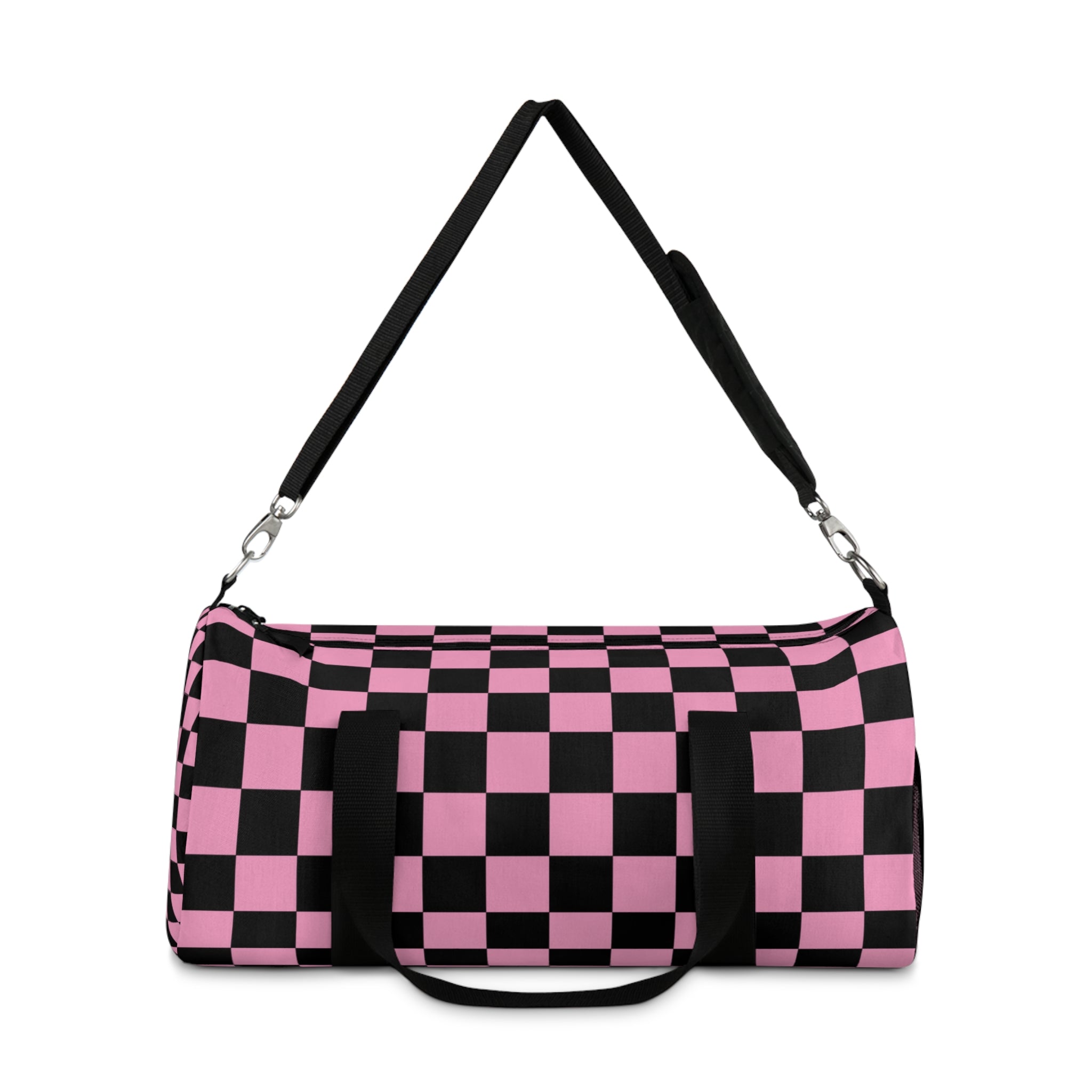 Checkerboard Black and Pink Duffel Bag, Artsulli - Art is Long, Life is Short, Bags, , , , , , , 