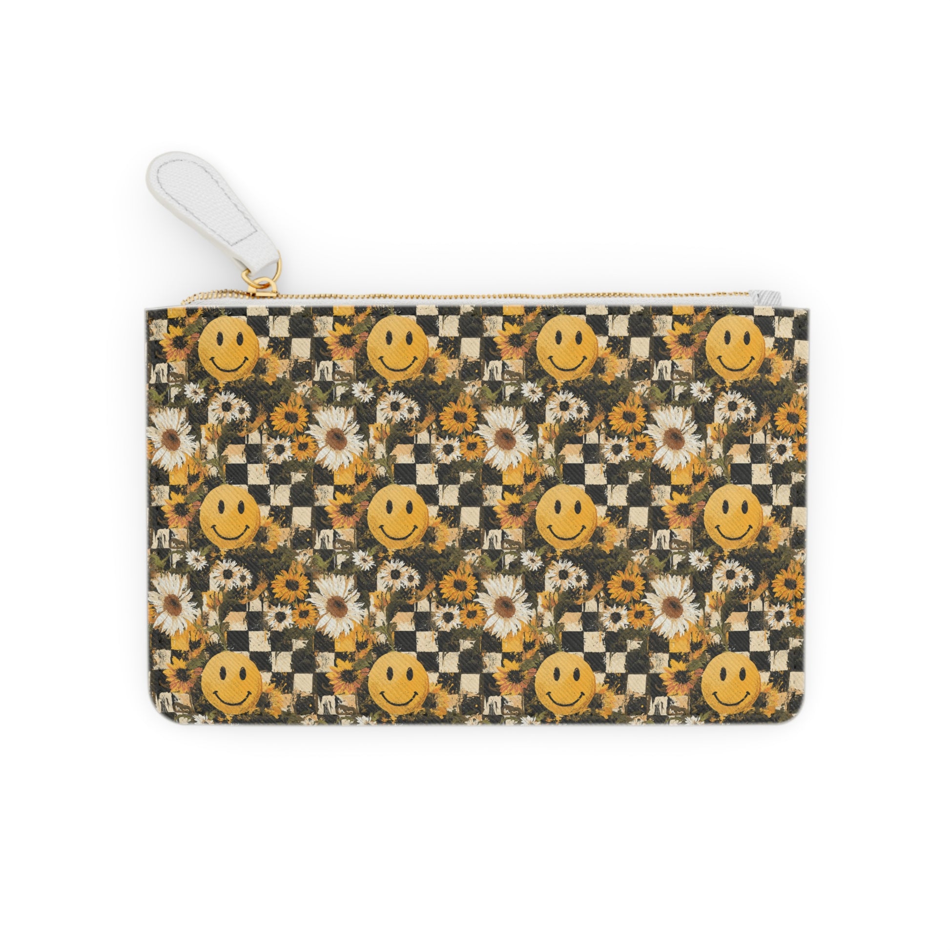 Smiley Face x Checkerboard x Sunflowers x Trippy x Vintage Black and Yellow Mini Clutch Bag, Artsulli - Art is Long, Life is Short, Bags, , , , , , , 