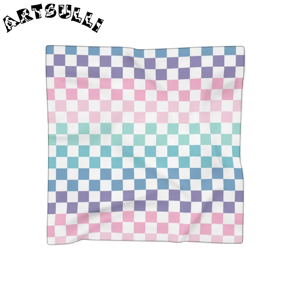 JAKKOUTTHEBXX Vaporwave Rainbow Checkerboard Multi-Color Poly Scarf