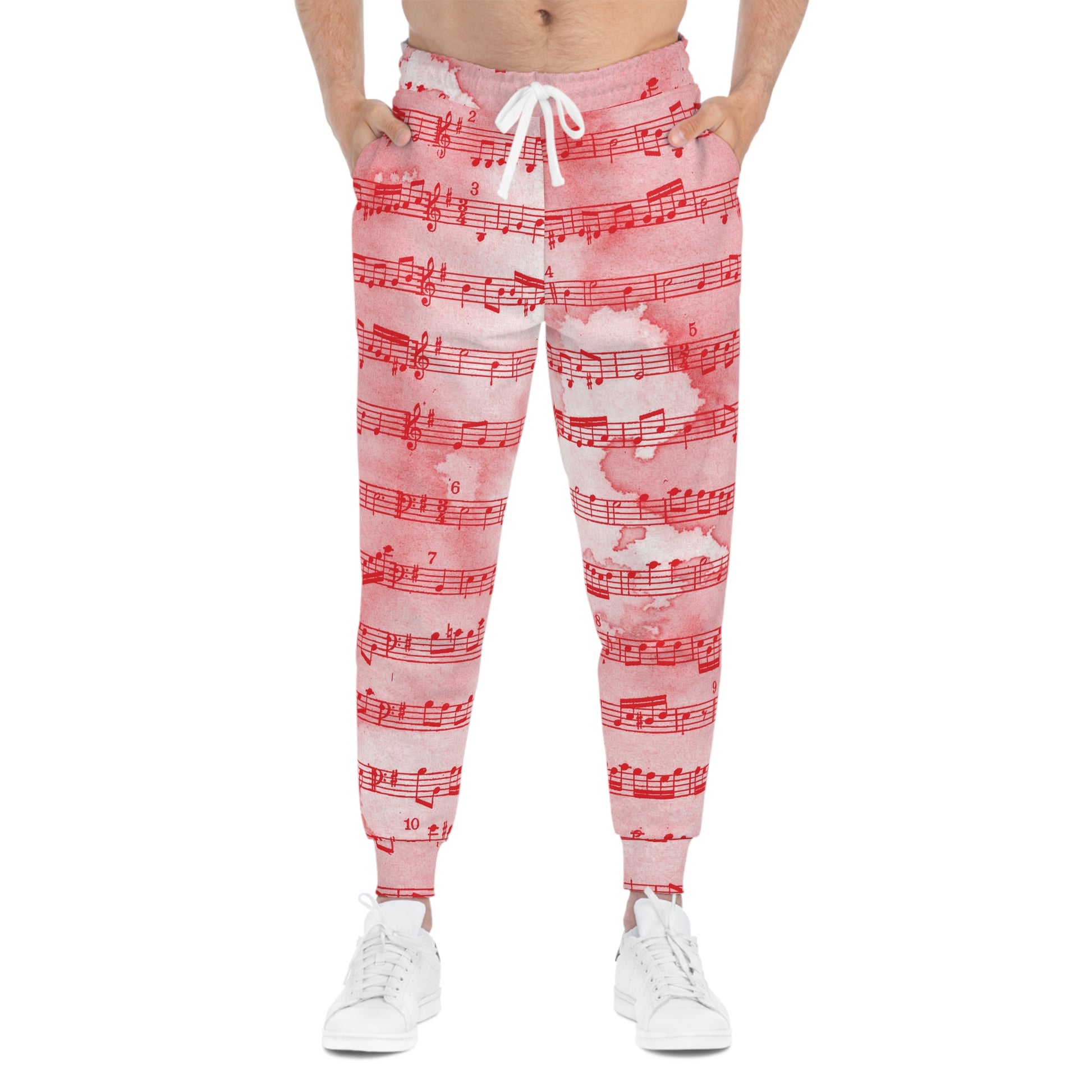 Drip Spill Type Beat Sheet Music II Red Athletic Joggers (AOP), Artsulli - Art is Long, Life is Short, All Over Prints, , , , , , , 