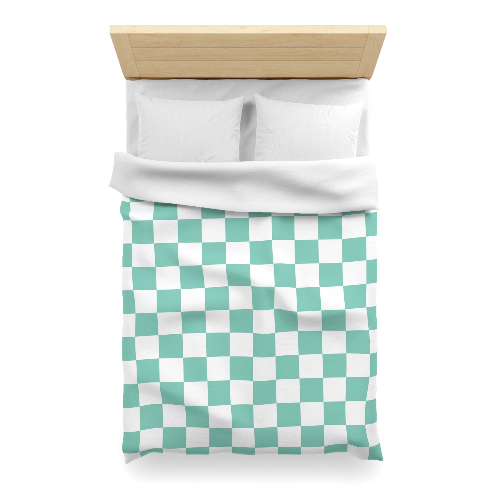Checkerboard Light Green Microfiber Duvet Cover, Artsulli - Art is Long, Life is Short, Home Decor, , , , , , , 