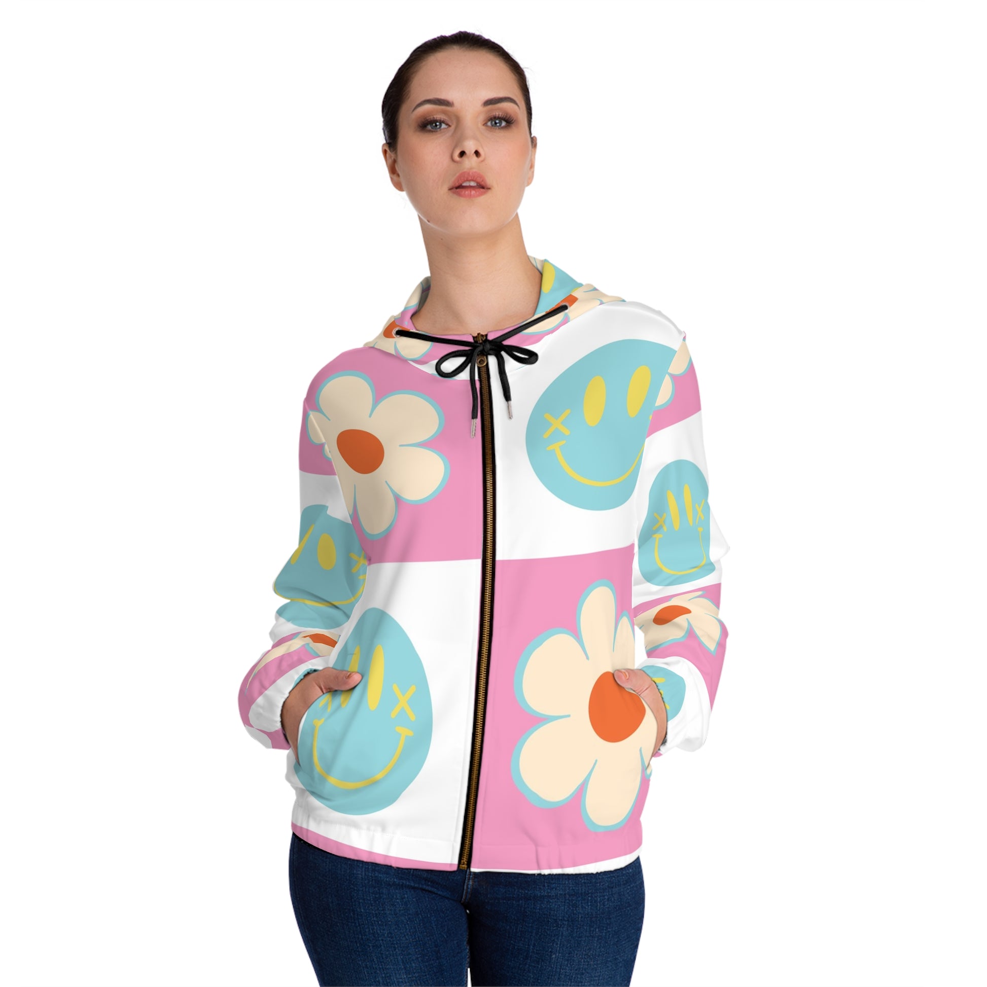 Madotsukis Grin Bloom Women’s Full-Zip Hoodie (AOP), Artsulli - Art is Long, Life is Short, All Over Prints, , , , , , , 