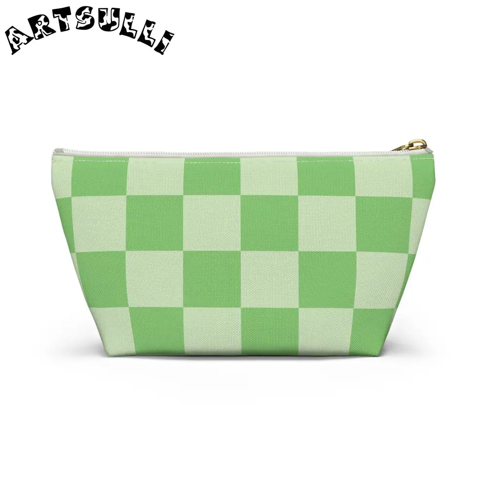 JAKKOUTTHEBXX Checkerboard Green Accessory Pouch w T-bottom