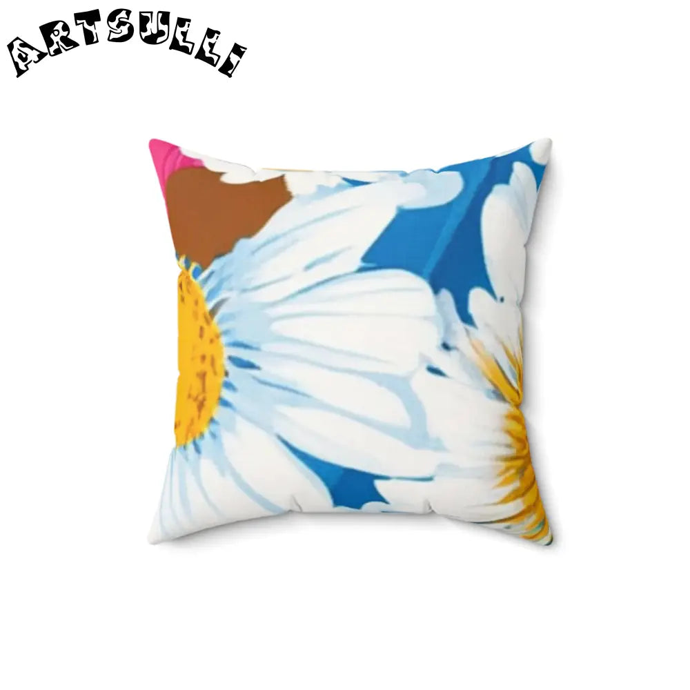 JAKKOUTTHEBXX CDG Daisy Dream Blue Spun Polyester Square Pillow