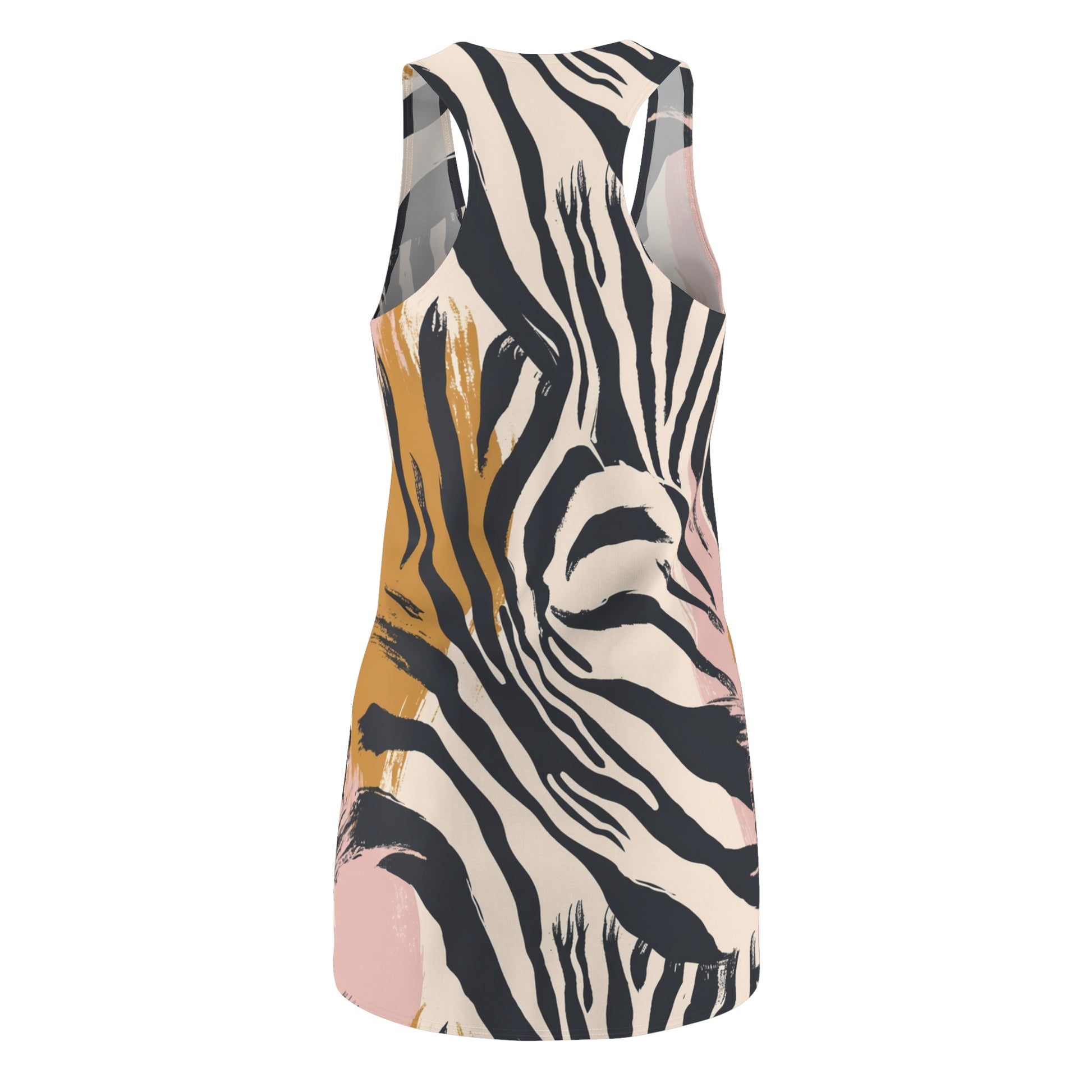 Beige Zebra Jungle Flats Women's Cut & Sew Racerback Dress (AOP), Artsulli - Art is Long, Life is Short, All Over Prints, , , , , , , 