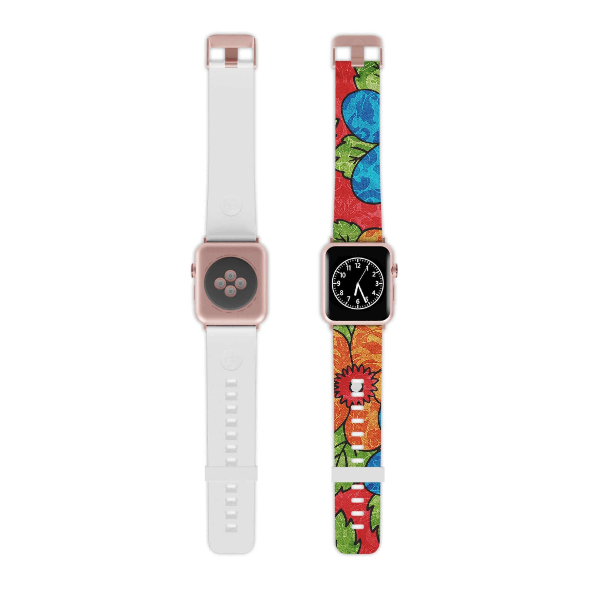 Groovy Red Floral Kl III Watch Band for Apple Watch, Artsulli - Art is Long, Life is Short, Accessories, Size, 7.5'' × 0.75'' / 38 - 40 mm, Color, Rose Gold, , , 27221429348379024856