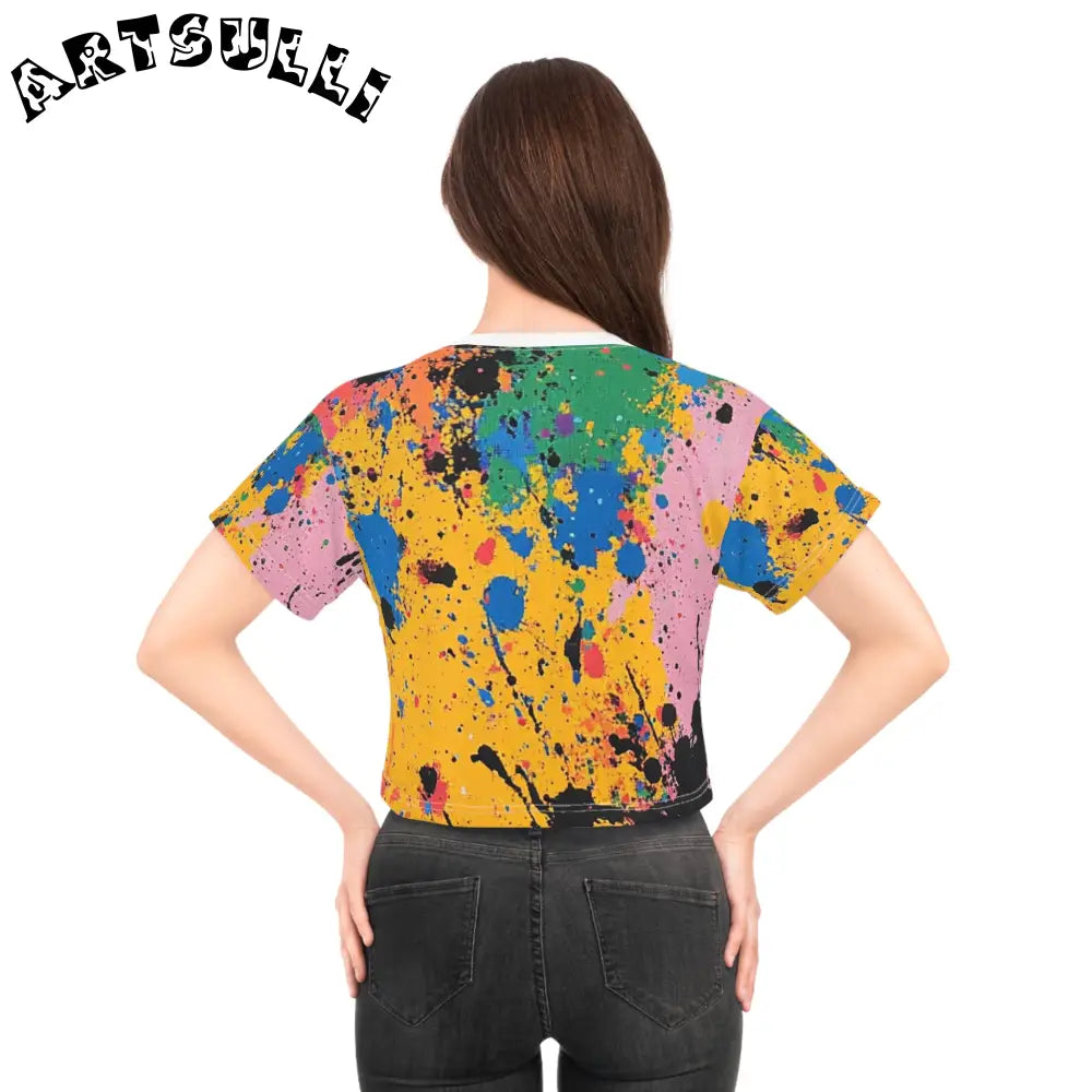 JAKKOUTTHEBXX The Colors Of Paint Splatter Crop Tee (AOP)