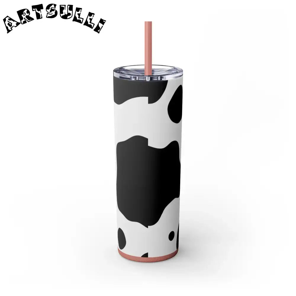 JAKKOUTTHEBXX White cow print skinny tumbler with clear lid