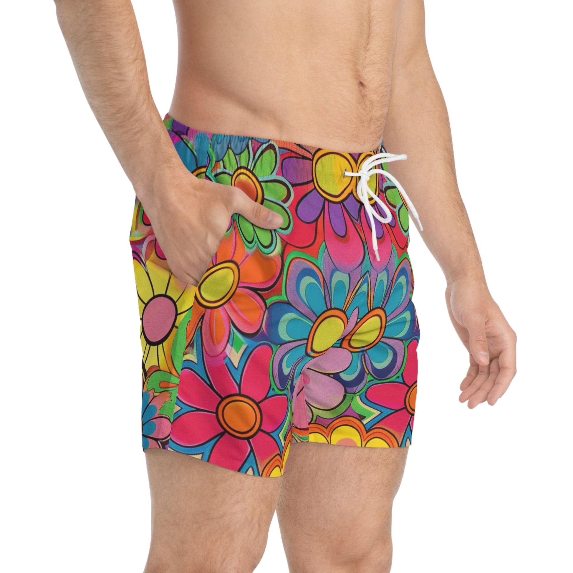 Chromatic Daisy Dream Swim Trunks (AOP), Artsulli - Art is Long, Life is Short, All Over Prints, , , , , , , 