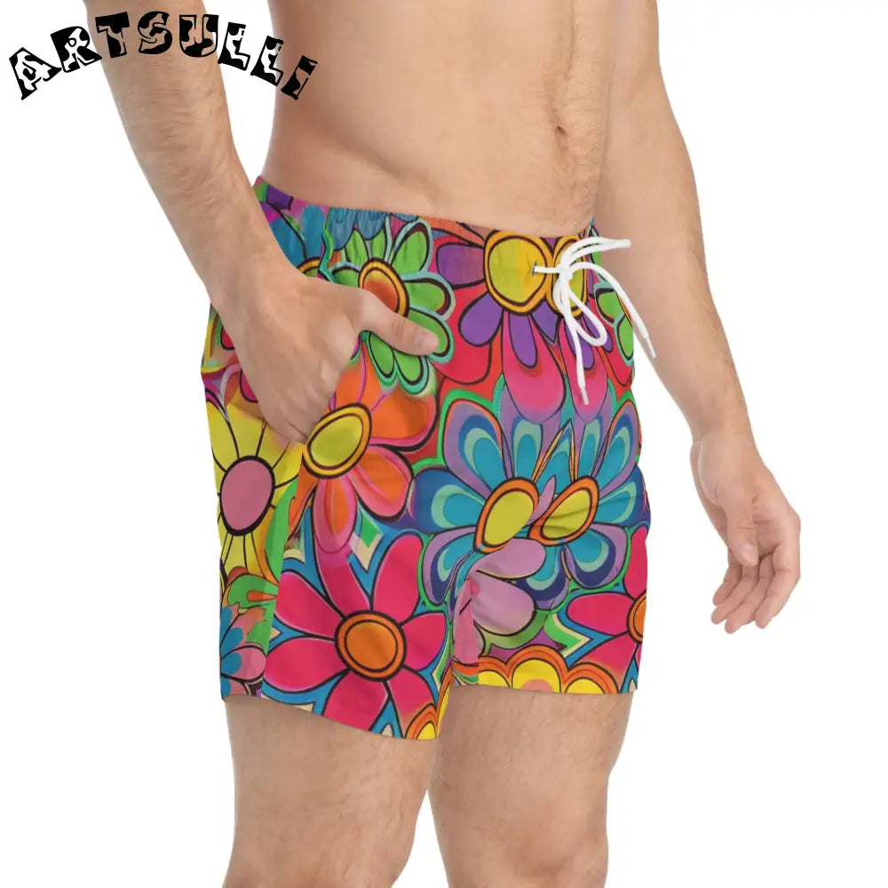 JAKKOUTTHEBXX Chromatic Daisy Dream Swim Trunks (AOP) JAKKOUTTHEBXX